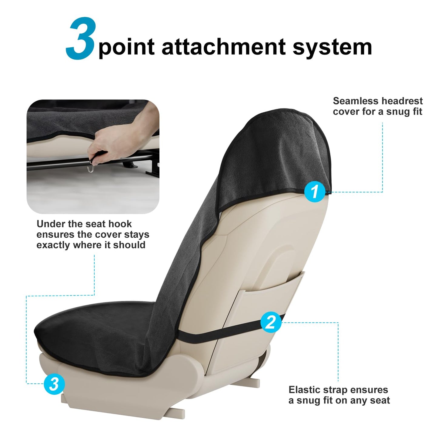 VOPHIA car seat Covers Waterproof & Non-Slip Car Seat Cover Protector - Universal Fit for All Cars,Gym & Beach Use,car seat Towels for Sweat,Pet-Friendly Protector(Grey)