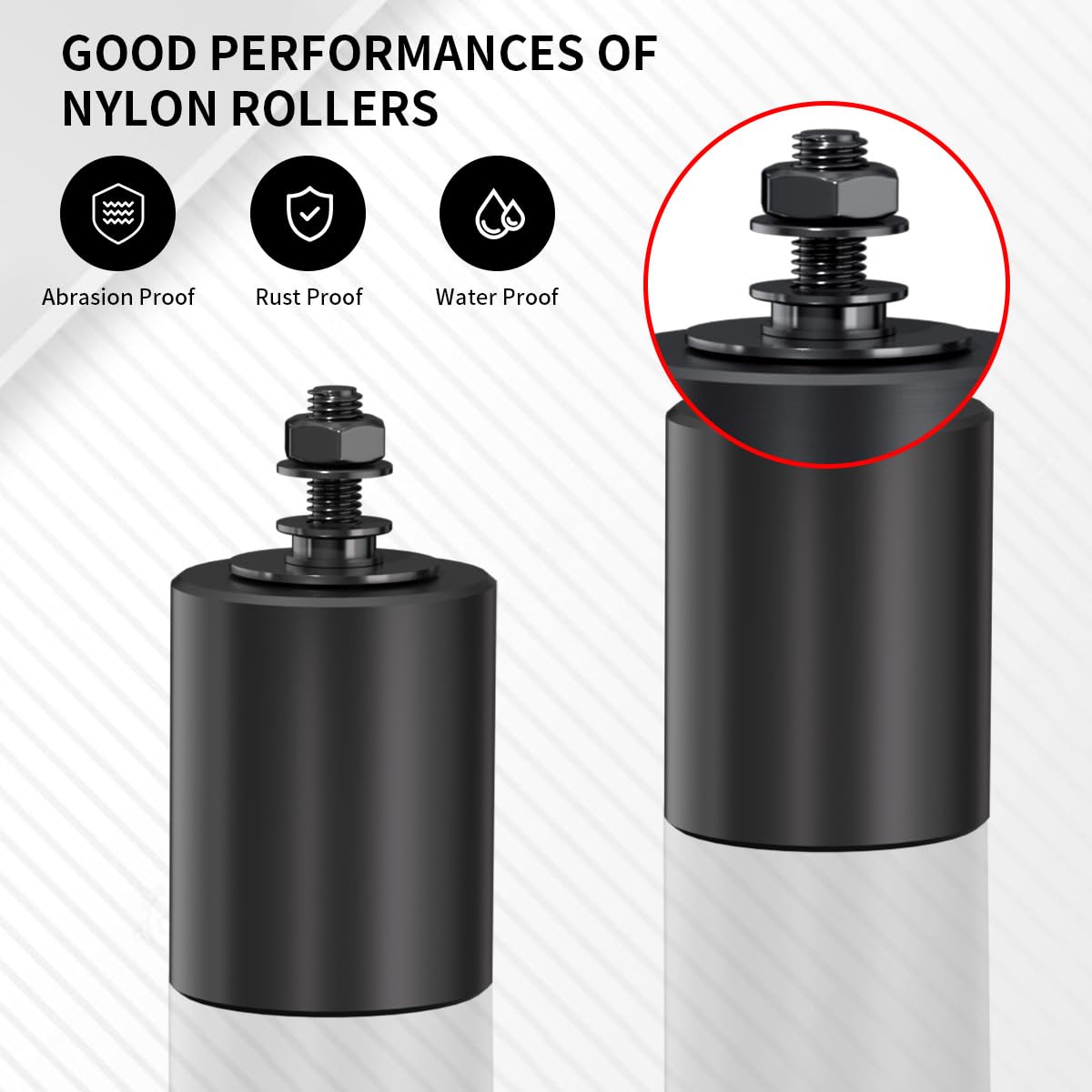 Sdstone 2 Inch Black Heavy Duty Sliding Gate Rollers (2 Pack) with L Rear Post Bracket, Universal Adjustable, Side Mount, Alloy Steel & Plastic, Suitable for Sliding Gates & Rolling Doors