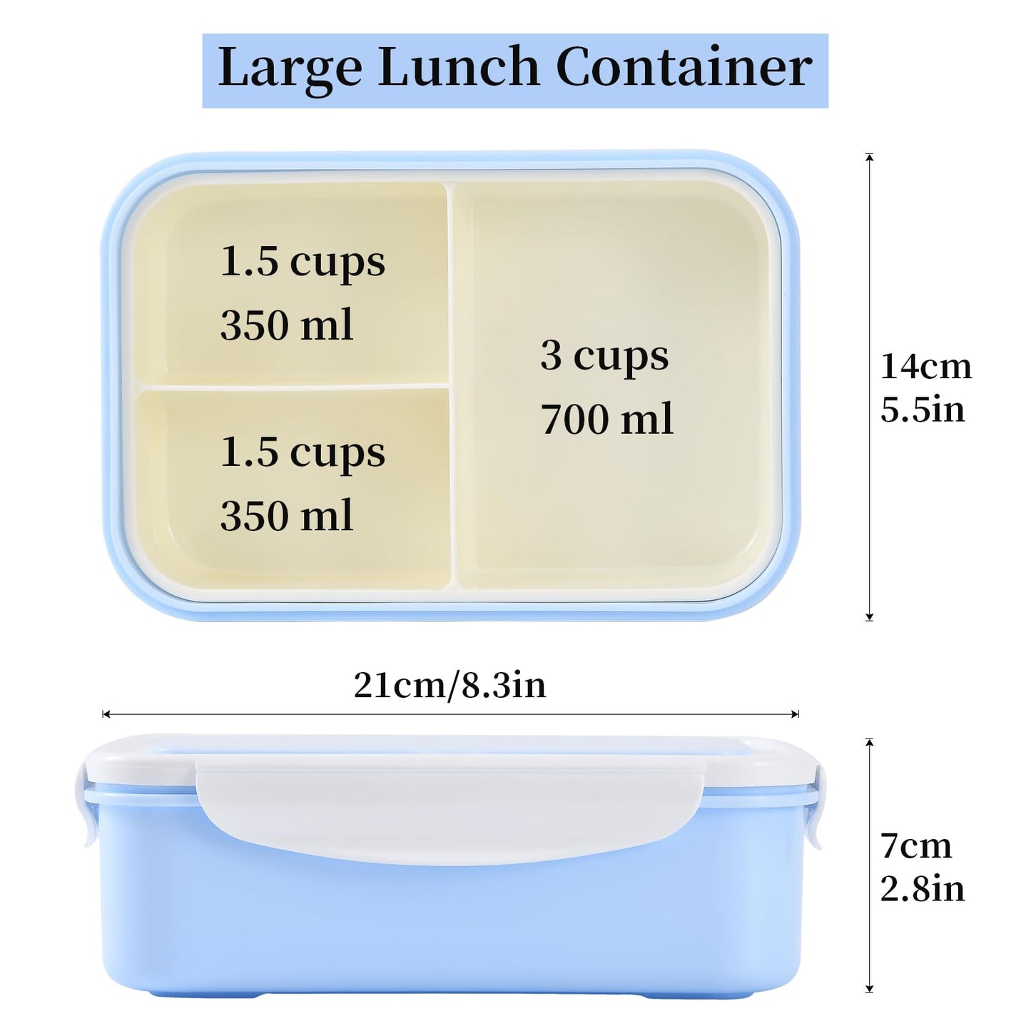 UPTRUST Bento Lunch container For Kids, Bento adult box With 3 Compartment. Leak-proof, Microwave safe, Dishwasher Safe, Freezer Safe,Meal Fruit Snack Packing Box(Spoon&Fork included) (Green)