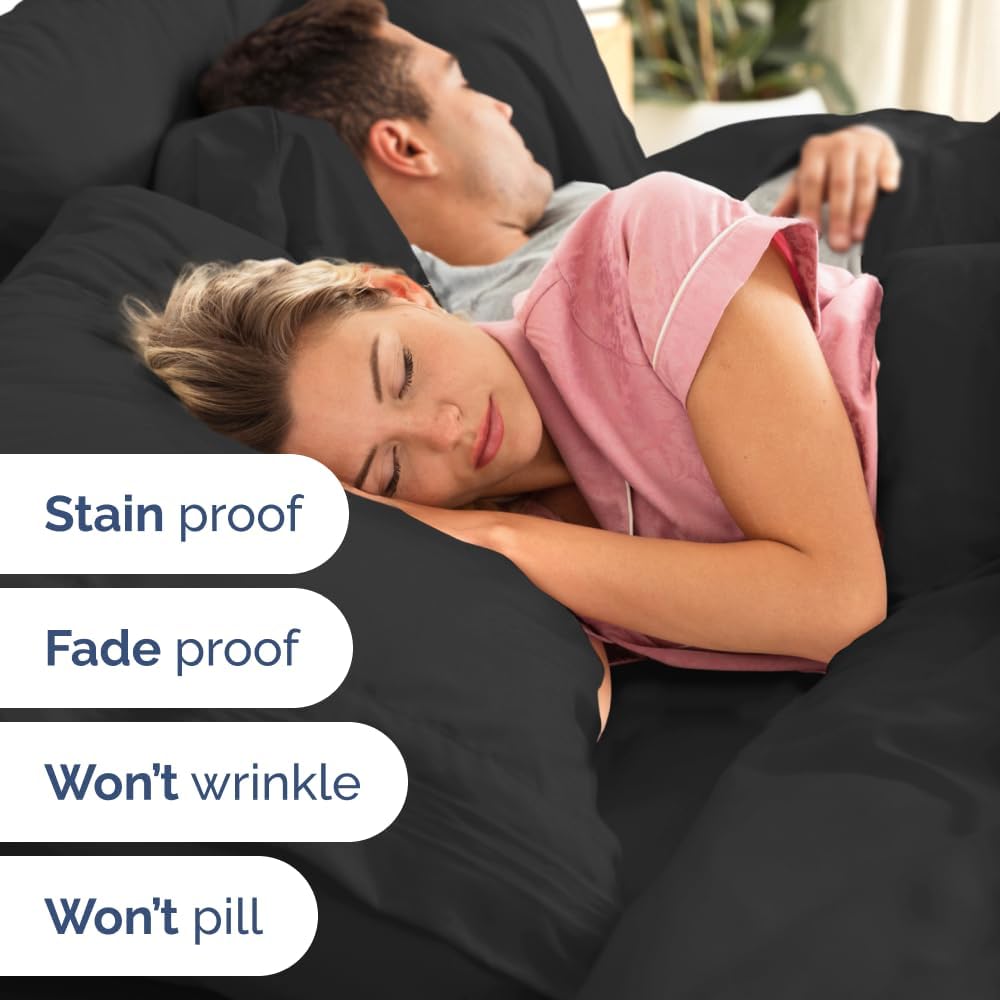 Skiennix Full XL Bed Sheet Set - Soft, Breathable & Cooling 4-Piece Luxury Bedding - Deep Pockets, Fade & Wrinkle Free - Black