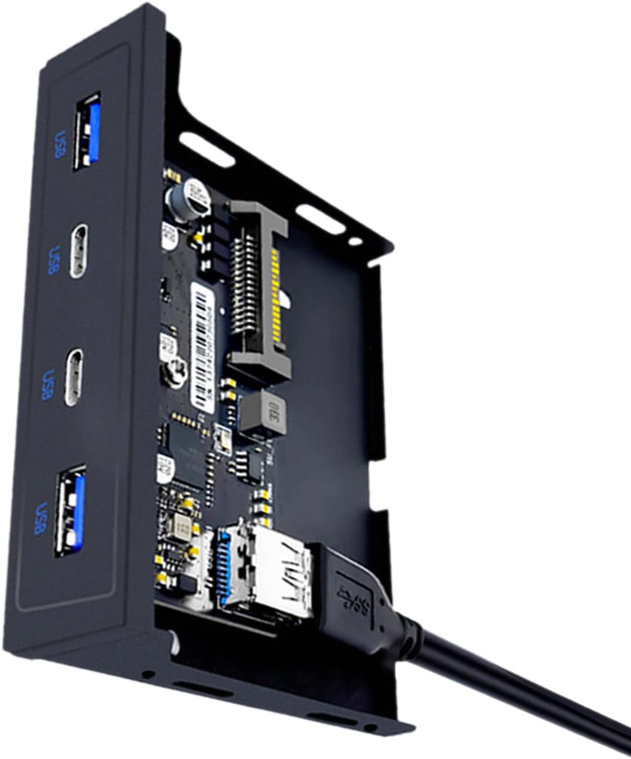 MEIBAOGE USB3.2 3.5" 4 USB3.0, USB3.2, Multiports Front Panel USB Expansion Adapter for Desktops, Soft Drives Bay, USB