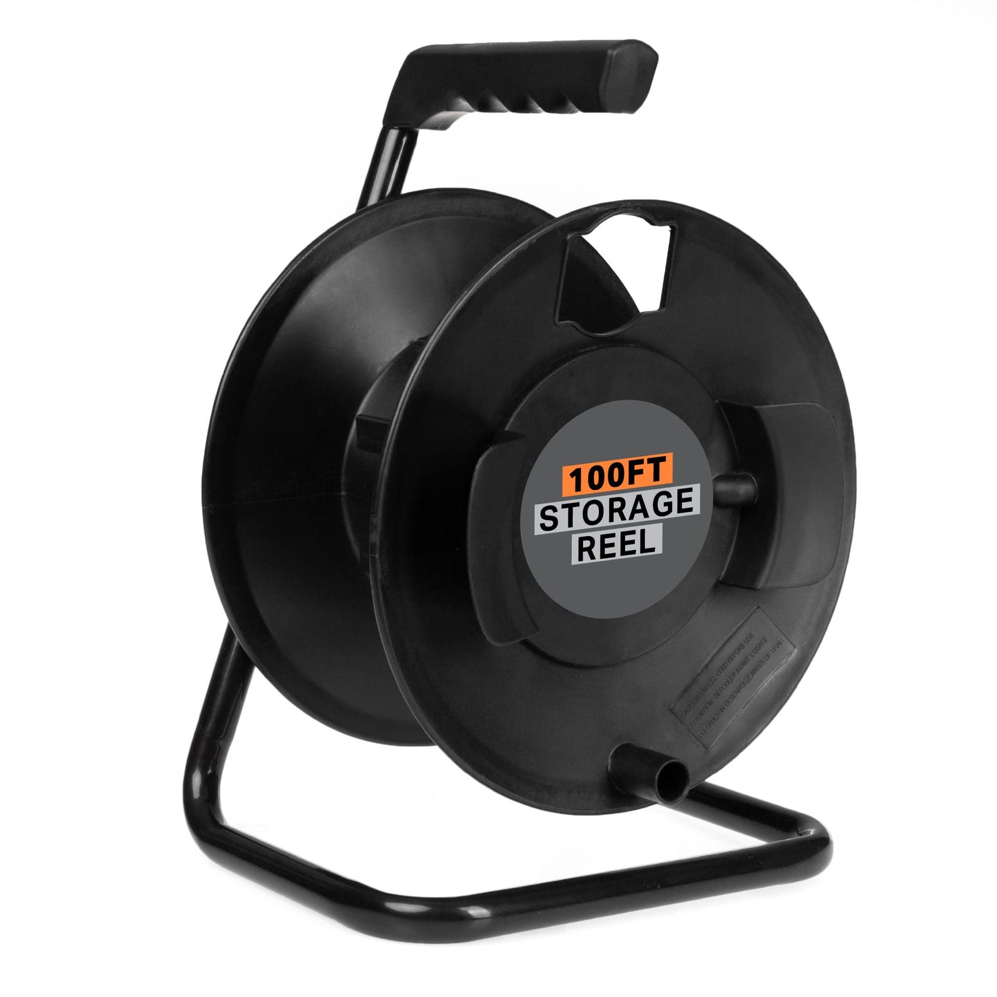 Thonapa Extension Cord Storage Reel, Black - Portable Cable Reel with Metal Stand, Holds Up to 100 Ft of Electrical Cord, Hose, Rope