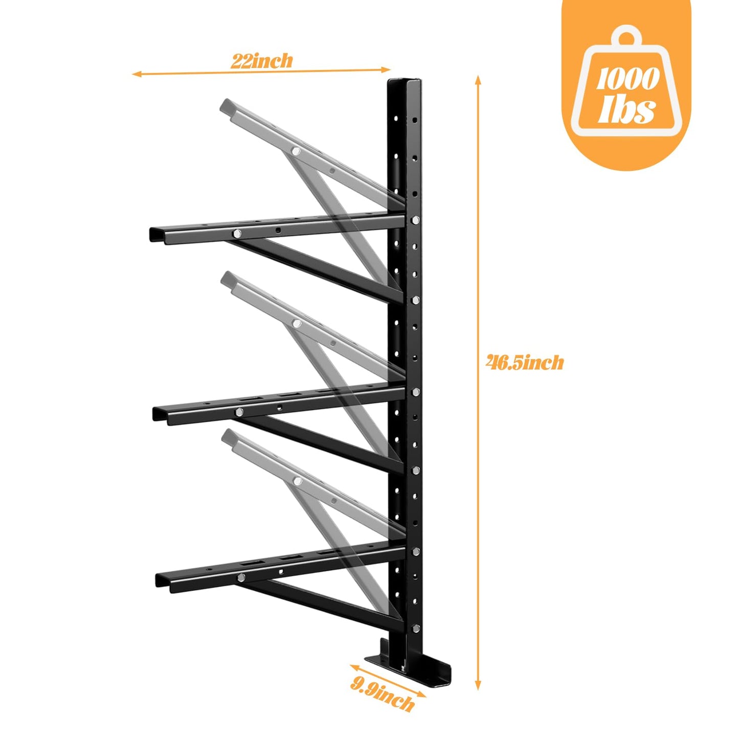 bimiti 2 Pack Shipping Container Shelving Brackets, Heavy Duty Adjustable Hanging Shelf Bracket Shipping Container Accessories Lumber Storage Rack, D-Ring Mount for Cargo Container 46.5"(H) X 22"(W)