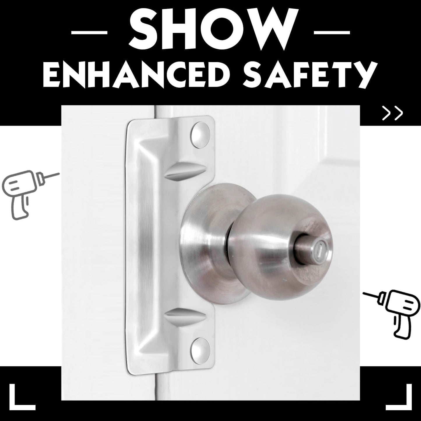 Landhoow 2 Pcs 3 x 7'' Door Latch Guard Plate Cover Stainless Steel Door Security Strike Latch Protector, Against Forced Entry Easy to Install for Home and Commercial (Reinforcement Ribs Style,Silver)