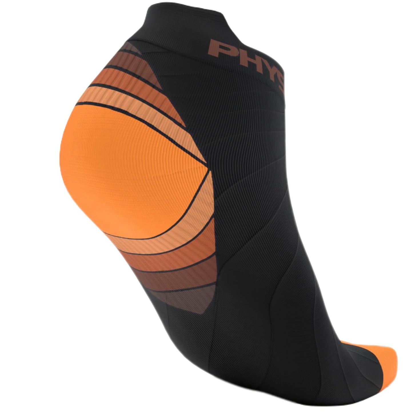 Physix Gear Short Compression Socks for Men & Women - Best Low Compression Socks Women & Men with Arch Support, Ideal for Running, Plantar Fasciitis Comfort, and Swelling - Ankle, Black/Orange, S/M
