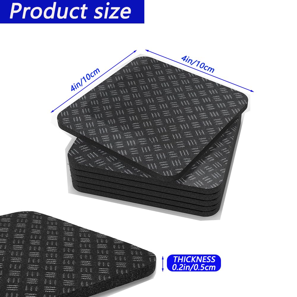 LOOEEL 6PCS Treadmill Mats,High Density Equipment Pads 4 x 4 x 0.2 inch Double-Sided Non-Slip Exercise Equipment Mat for Floor Protection,Washing Machine Pads,Walking Pad,Exercise Bike,Home Gym etc.