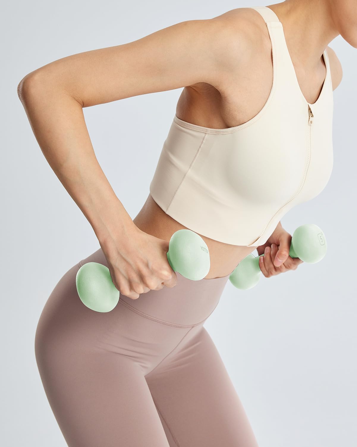 YOTTOY Dumbbell Set of 2,2-15 Pound Hand Weights for Women, Non-Slip Hand Weights for Home Gym, Strength Training, and Full-Body Workouts (Green, 5LB-Pair)