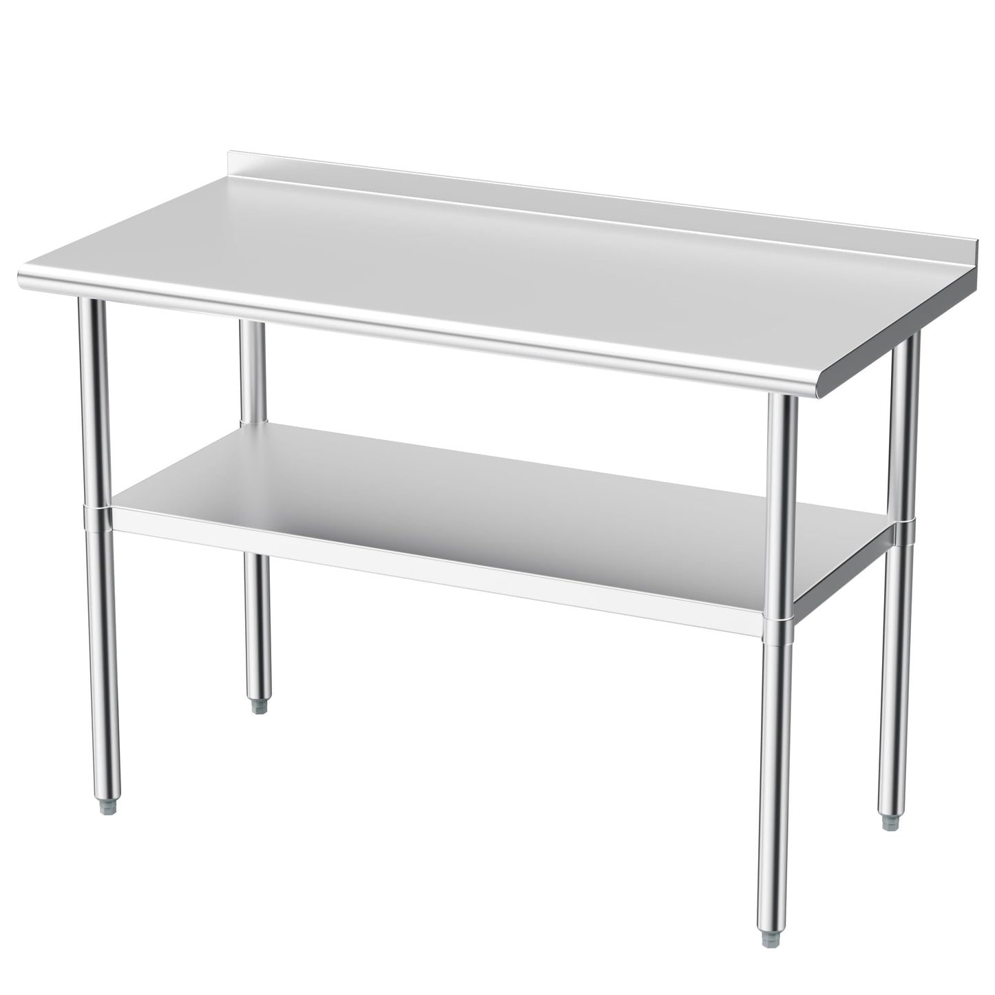 Derro Stainless Steel Table for Prep & Work, 24 x 48 in, Metal Commercial Heavy Duty Table with Backsplash and Adjustable Under Shelf and Foot for Restaurant, Home and Hotel