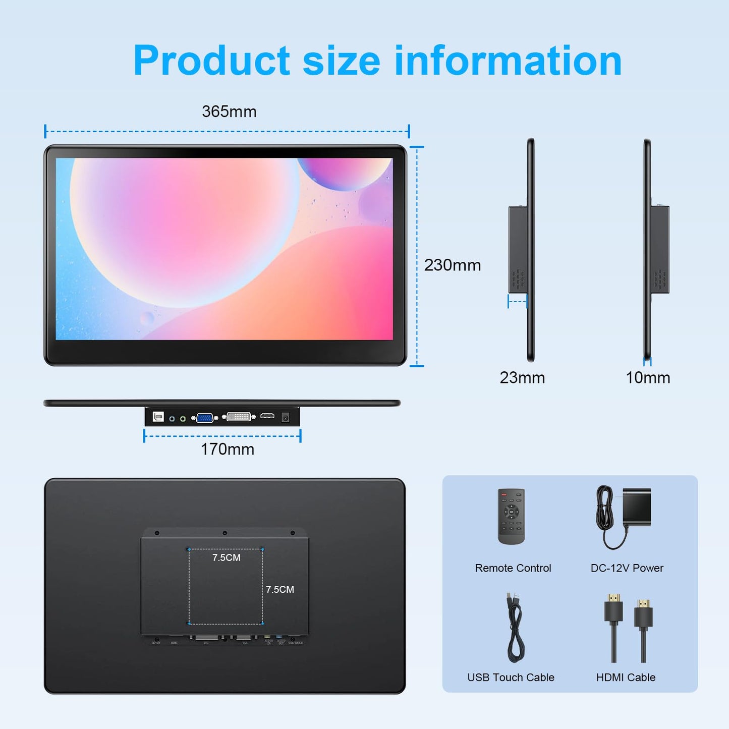 JUNEBOX 15.6" Touchscreen Monitor - HDR 1080P IPS with VGA DVI HDMI VESA Dual-Speaker,10-Point Industrial Touch Screen Monitor for PC,Laptop,RPi,POS,Kiosk,Home,Industrial (15.6 inch Touchscreen)