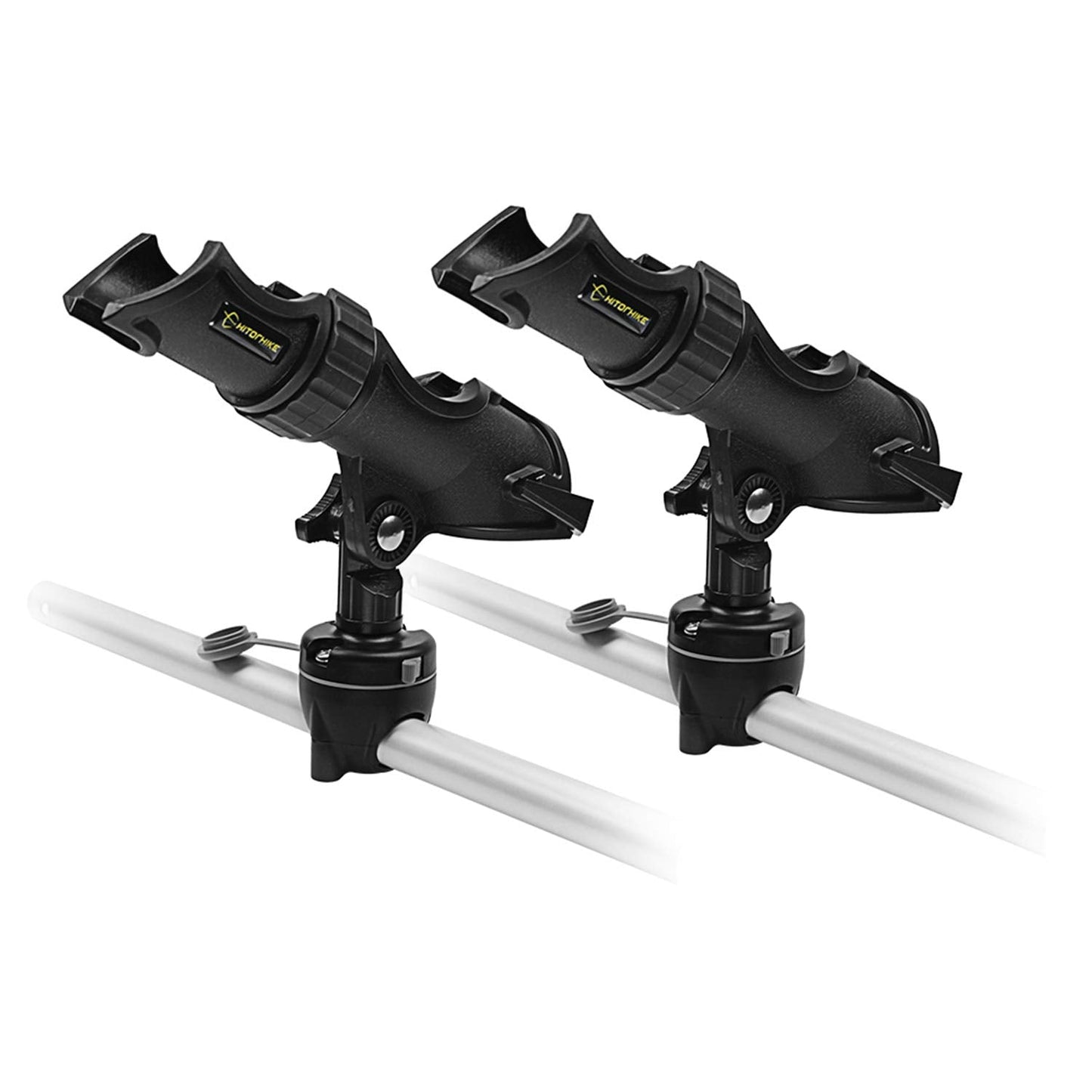 Hitorhike Fishing Rod Holder Universal Fit Kit with Mount Allows for 360-degree Adjustment Kayak Fishing Boat Rod Holder (Fishing Rod Holder x2+Rail Mount x2)
