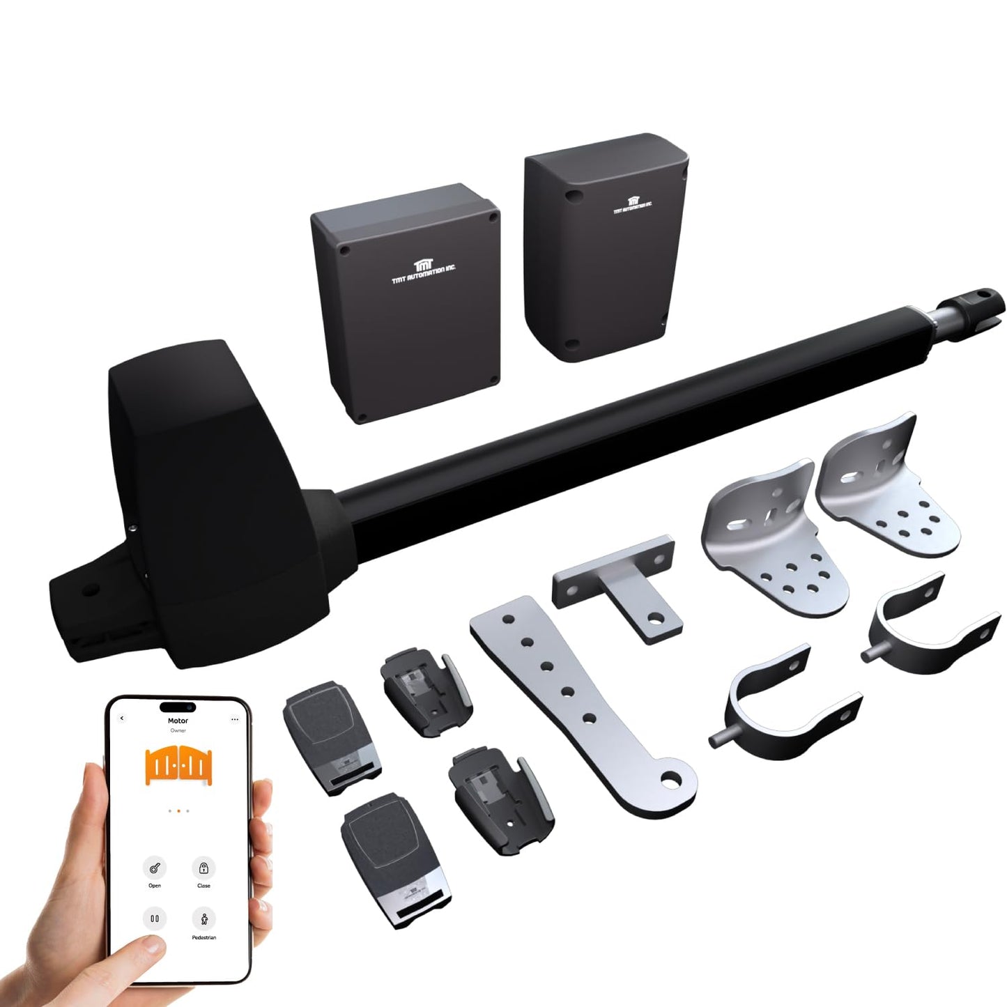 TMT Beagle Single Automatic Gate Opener Up to 16ft and 800lb Heavy Duty Swing Gate, Gate Opener with Remote Control Kit, Electric Gate Openers for Driveway with Powerful Motor (APP Compatible)