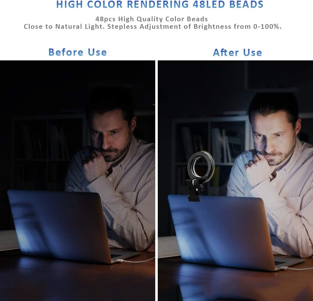 Cyezcor Video Conference Lighting Kit, Ring Light for Monitor Clip On,for Remote Working, Distance Learning,Zoom Call