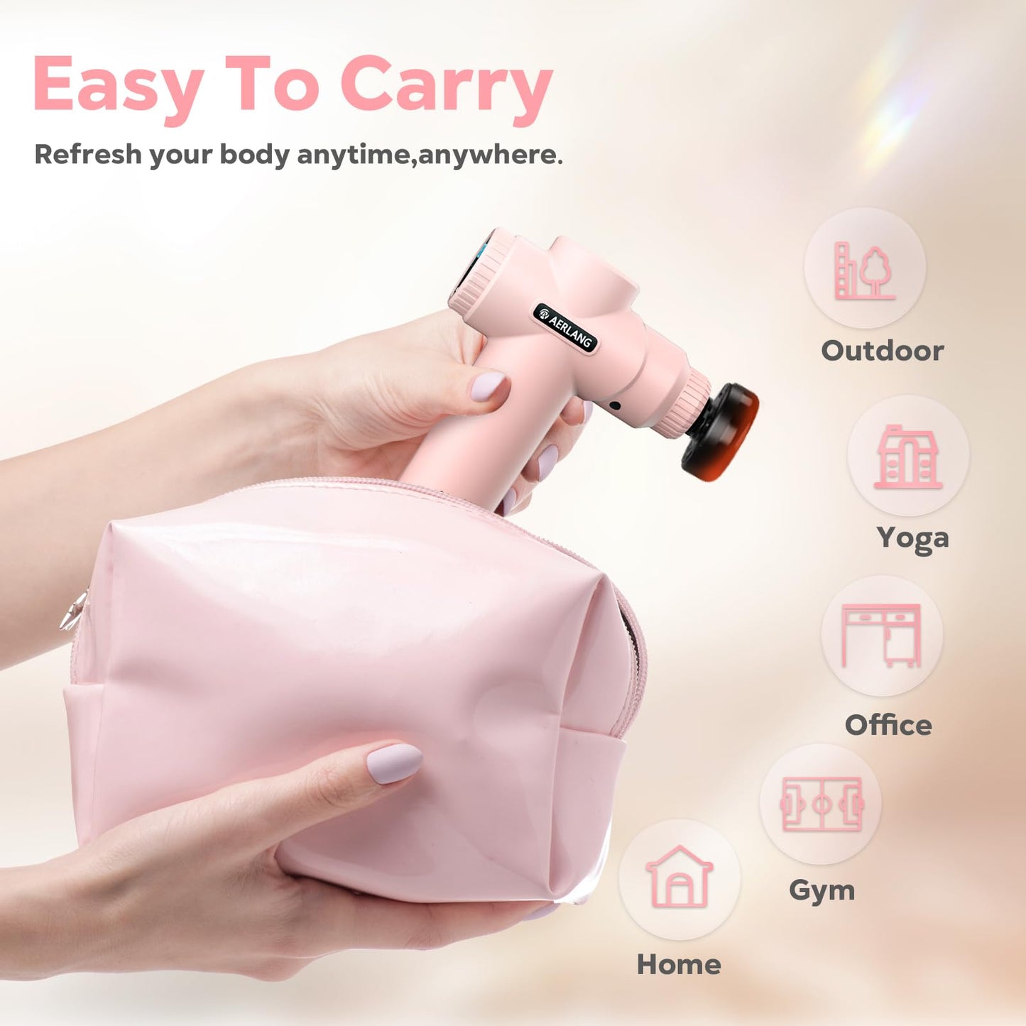 AERLANG Mothers Day Gifts for Mom Massage Gun with Heat Mini Massager Muscle Massager Back Massager for Pain Relief Deep Tissue Body Massager Handheld Massager with a Carrying Case Pink