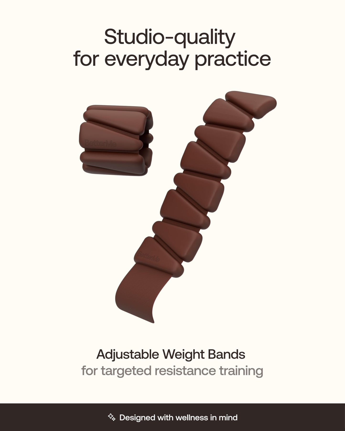 BetterMe Adjustable Weight Bands – Ankle Weights & Wrist Weights for Women – Adjustable Straps for Arms & Legs – Home Workout & Pilates Weights (Chocolate Brown)