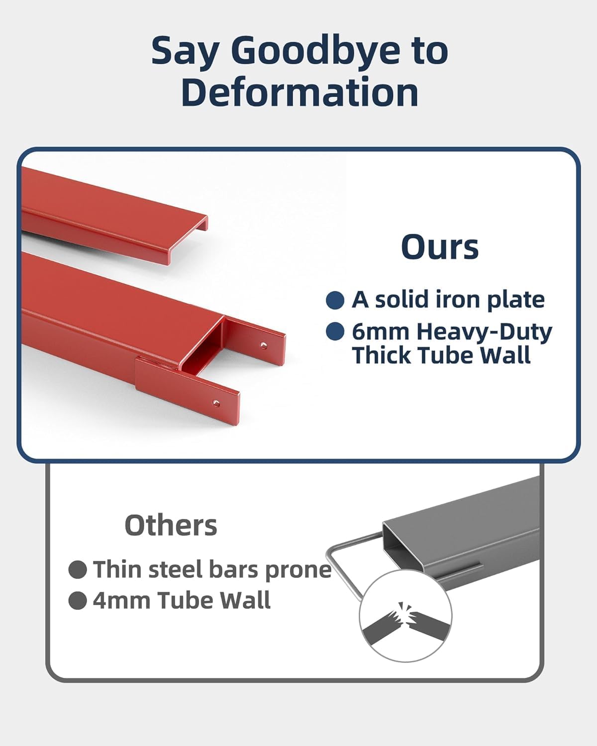 96 in Forklift Extensions, 5 in Width, 5500 LB Capacity, Heavy Duty Steel Pallet Fork Extensions, Forklift Safety Extender for Farm Warehouse Factory Construction, 1 Pair, Red