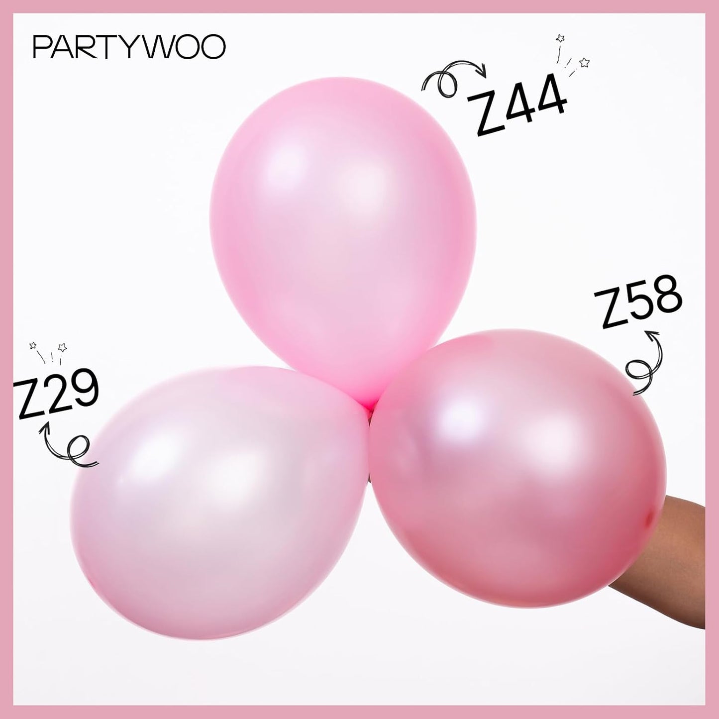 PartyWoo Light Pink Balloons - 50 Pcs 12 Inch Pearl Latex Helium Balloons for Baby Showers & Parties