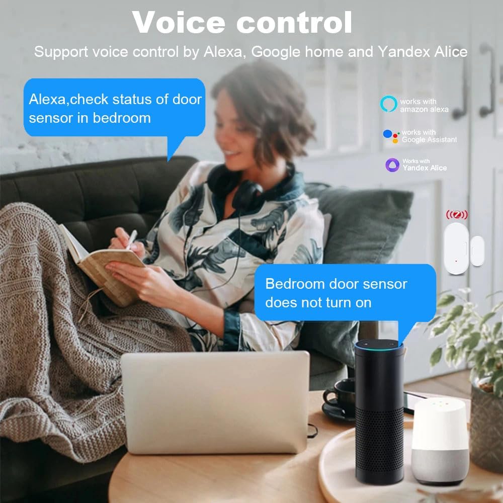 Haozee Door and Window Sensor, Requires Zigbee Hub, Zigbee Connection, Wireless Detector for Alarm Systems and Smart