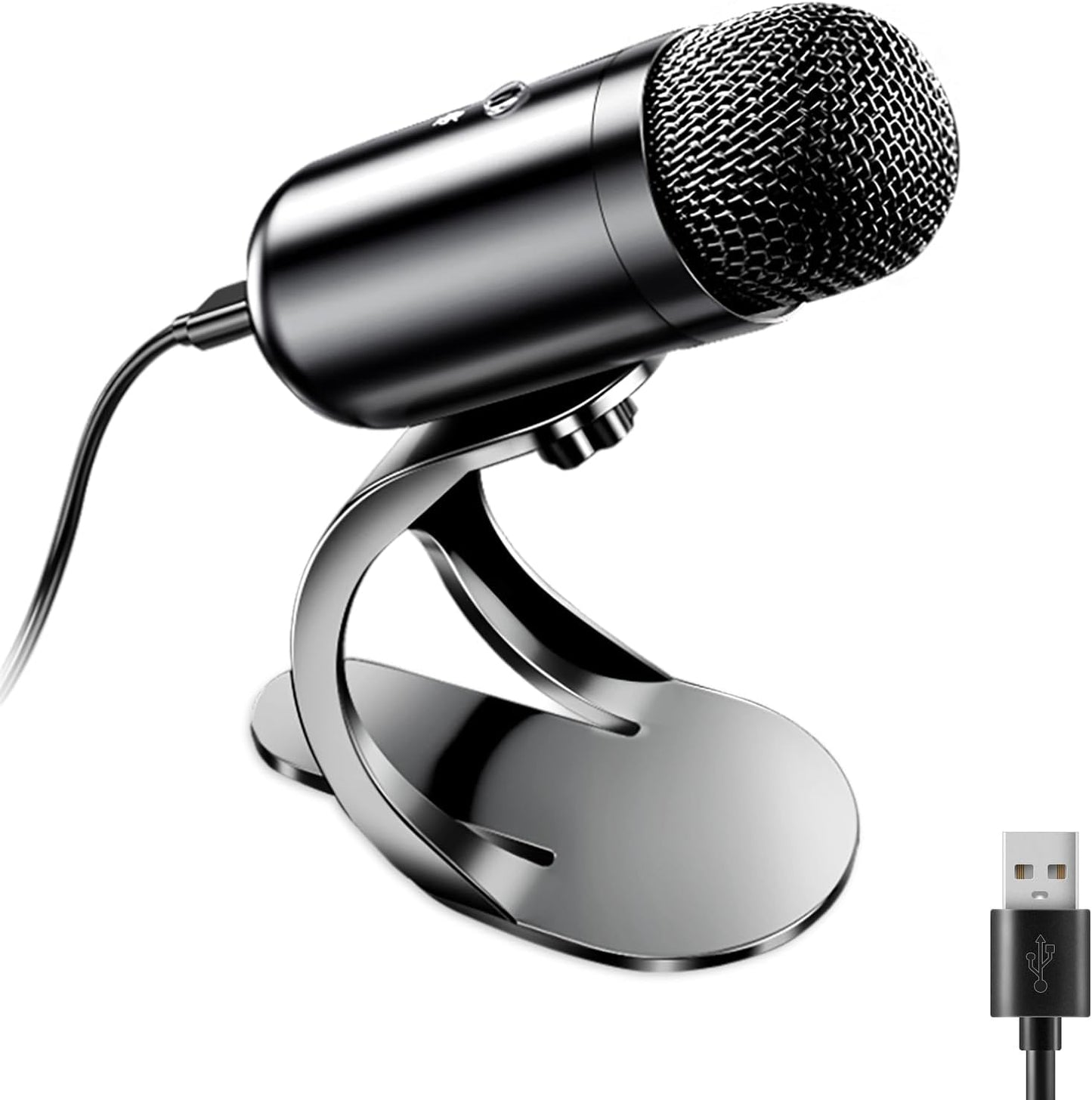 LIANGSTAR USB Computer Microphone, Podcast Mic Desktop with Mute Button for Recording Streaming, Omnidirectional