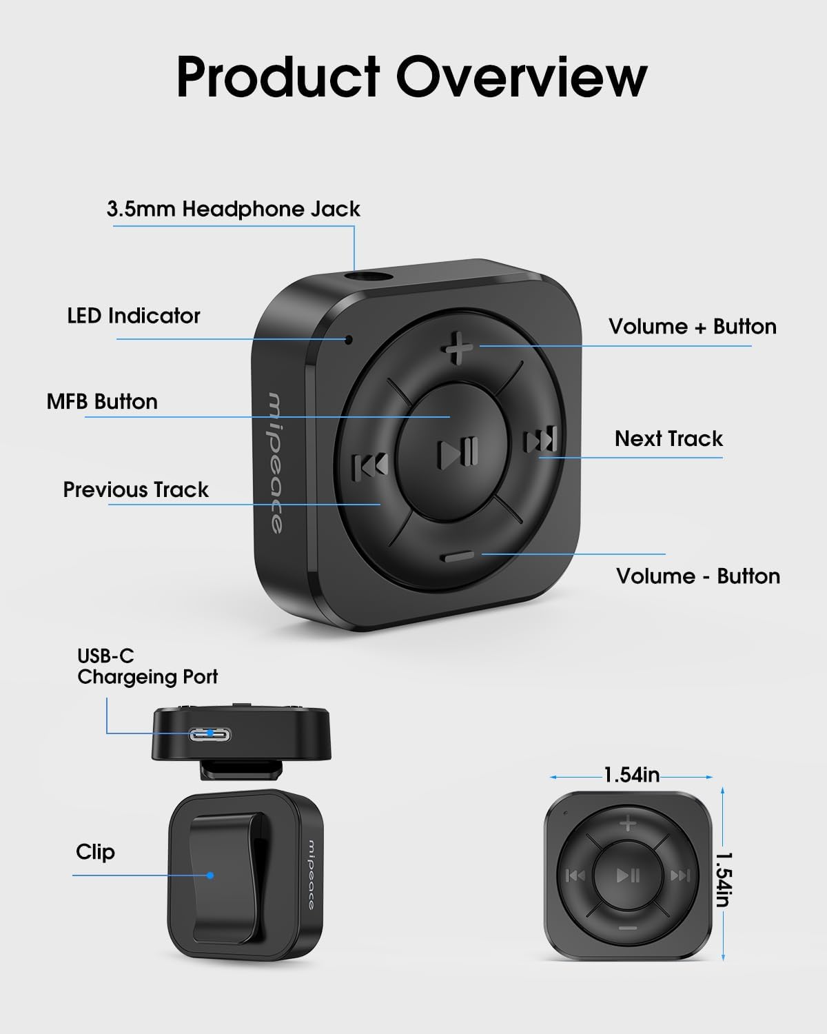 MIPEACE 5.3 Bluetooth Audio Receiver for Wired Headphones, Car & Speakers, Bluetooth Headphone Adapter with Built