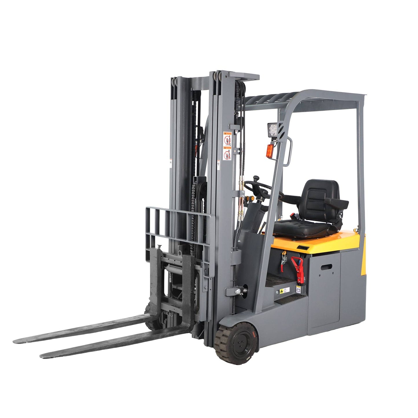 Apollo Full Electric Seated Forklift, 3 Wheels Powered Pallet Stacker 3300 lbs Cap. 189" Lifting Height, Rear-Drive Lithium Battery Version, A-3045
