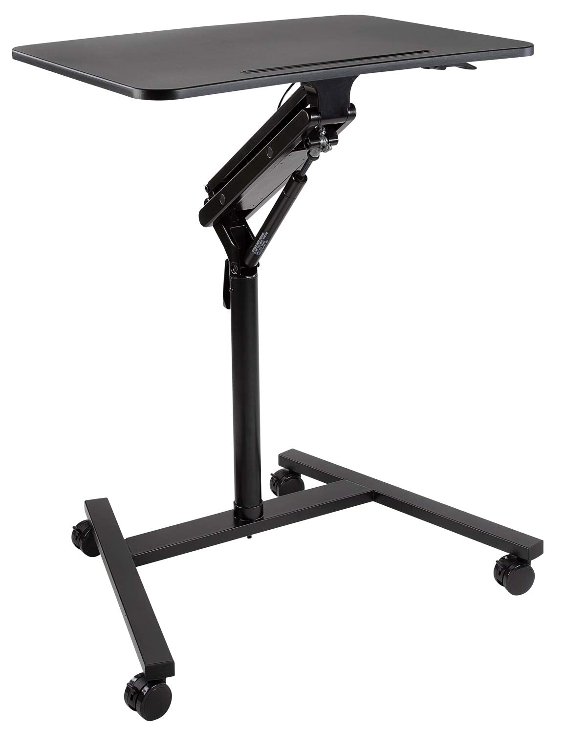 Mount-It! Mobile Standing Desk for Laptop with Wheels, Gas Spring Height Adjustable Rolling Workstation Cart, 27" x 20" Laptop Desk on Wheels, Portable Computer Desk for Home Office, Classroom