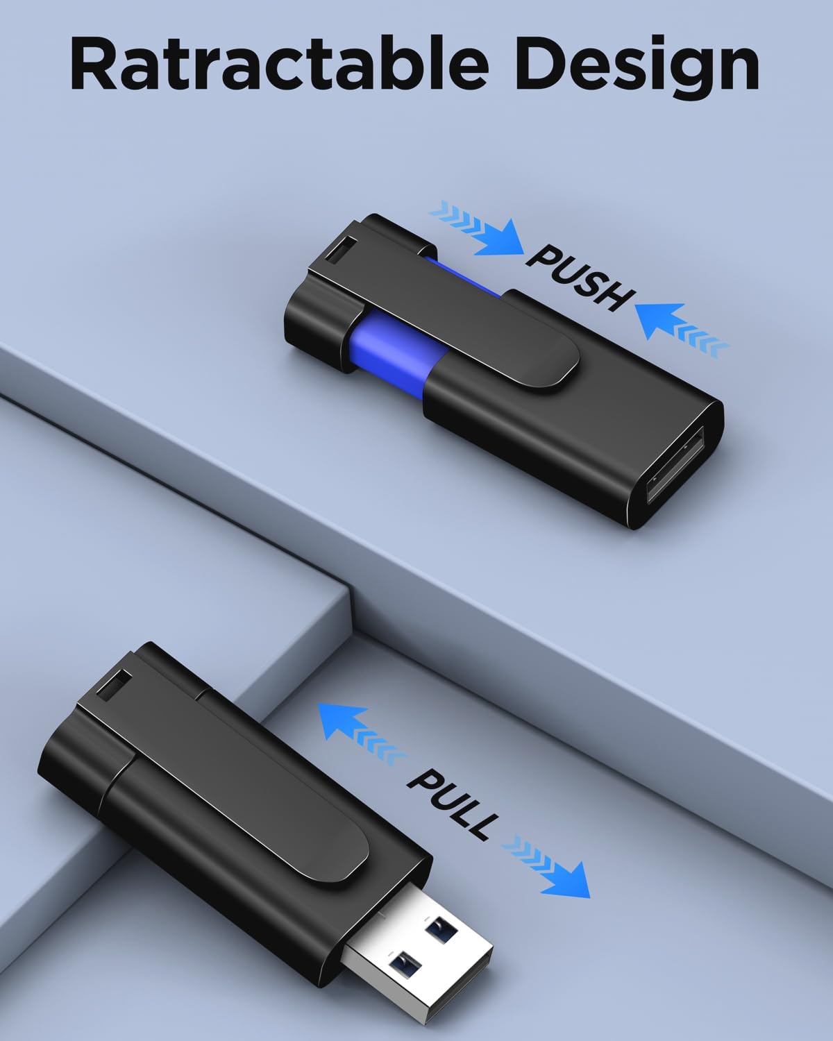 TEWENE 1-Pack 8GB FAT32 2.0 8GB Flash Drives USB Flash Drive (&Type-C Adapter) Thumb Drive with Unique Clip