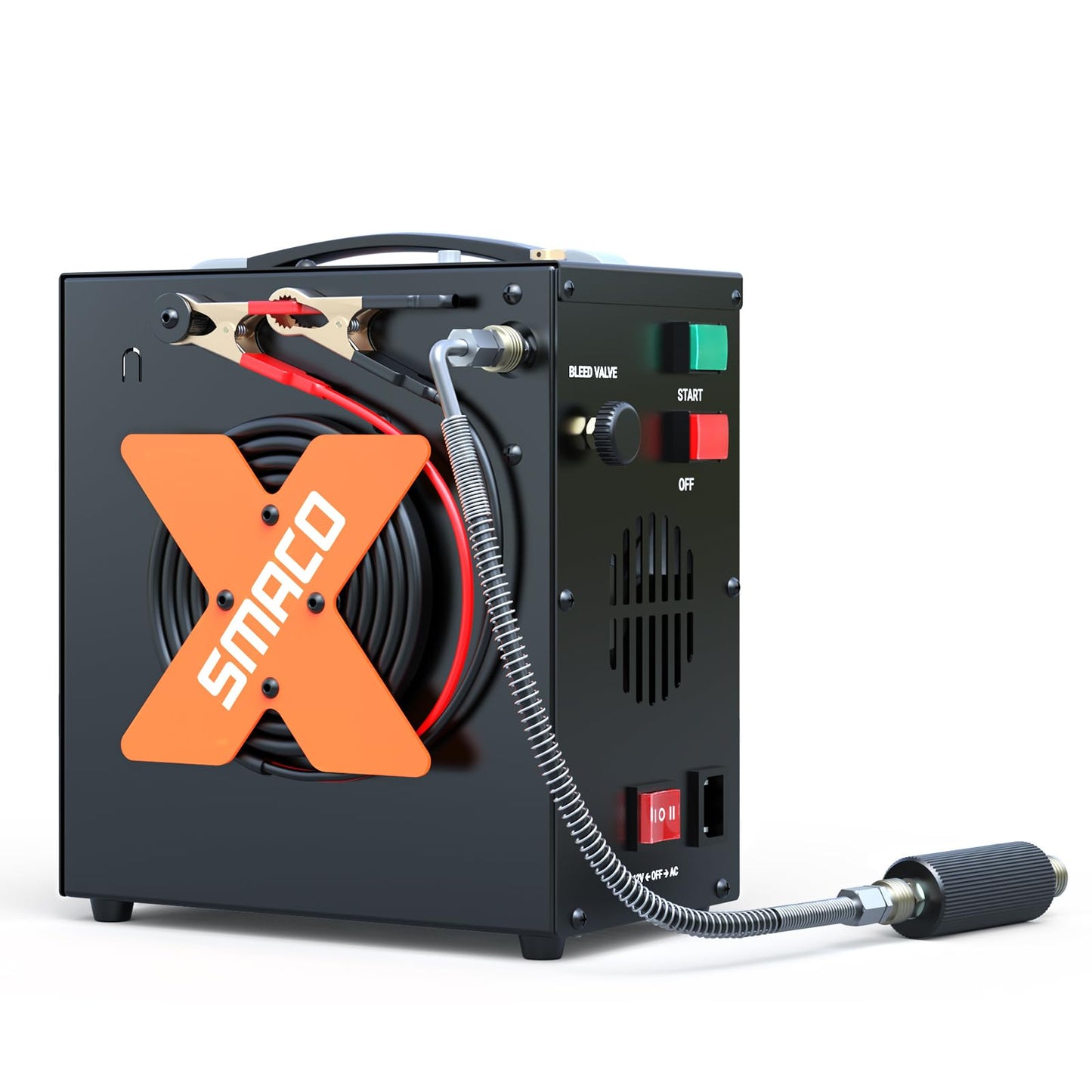 SMACO PCP Air Compressor 4500Psi/30Mpa High Pressure Air Compressor Paintball Scuba Tank Compressor HPA Pump Fill Station Auto-Stop,Oil-Free Powered by 12V DC or 110V AC with Water/Oil Separator