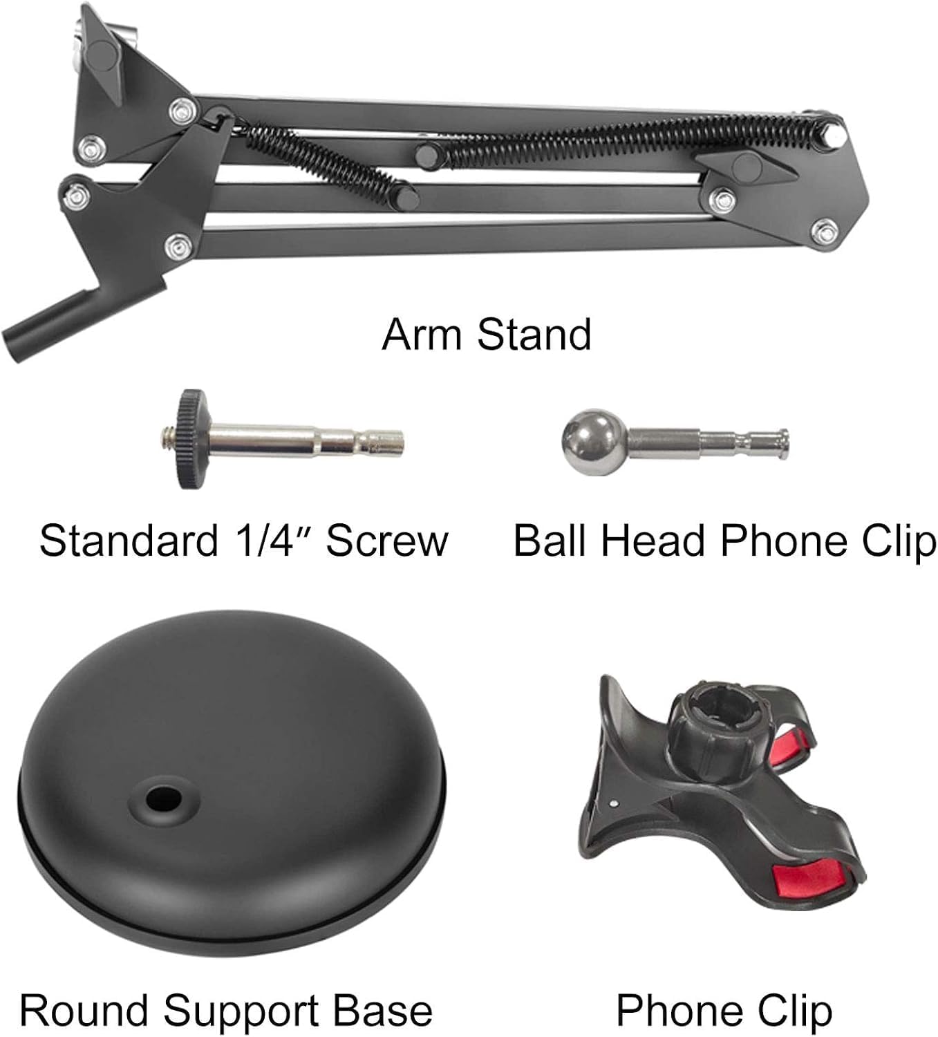 Spedal 1/4" MF920Pro, Desktop Webcam Stand with Weighted Round Base, Adjustable Scissor Arm Camera Mount with Phone