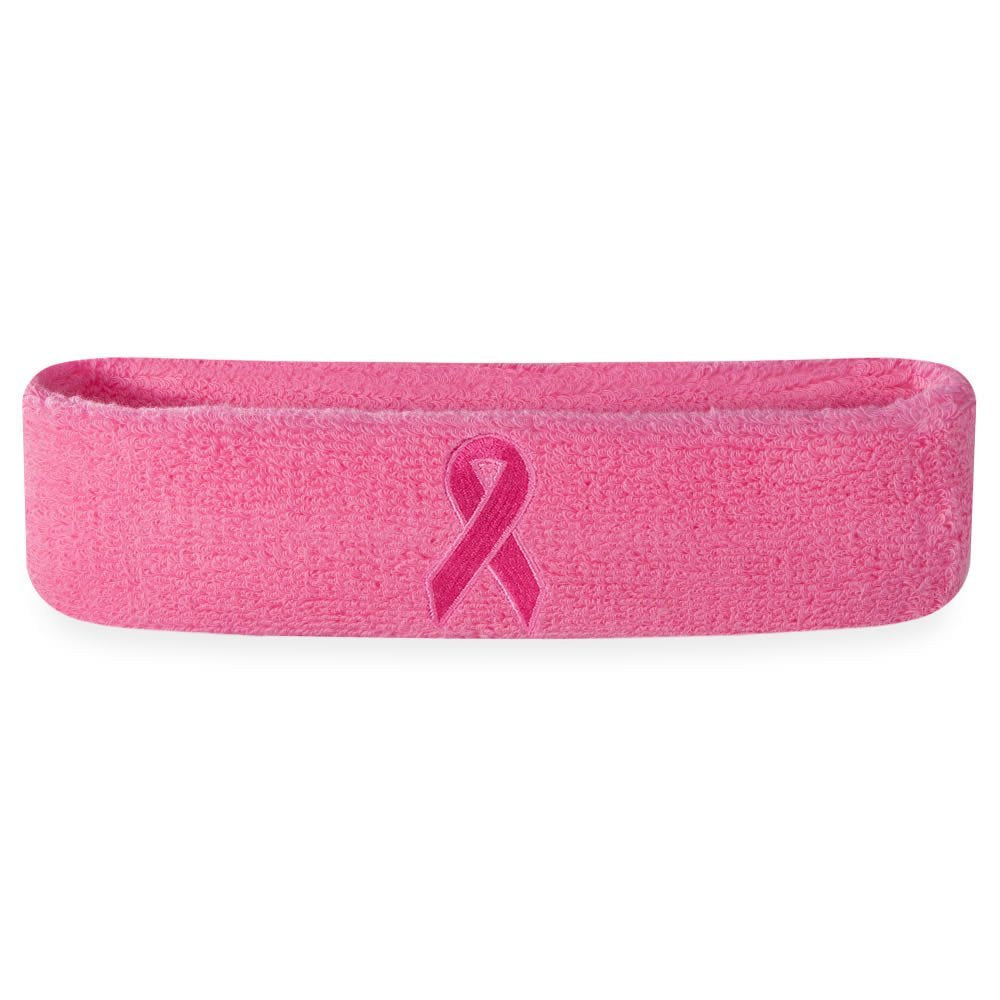 Suddora Workout Headband for Men and Women, Moisture-Wicking Athletic Sweatband, Lightweight Cotton Terry Cloth Bands for Basketball, Tennis, Football, Gym, Running, Cosplay & Costumes (Pink Ribbon)