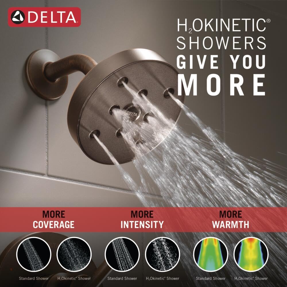 Delta Faucet Trinsic 17 Series Dual-Function Shower Trim Kit with Single-Spray H2Okinetic Shower Head, Venetrain Bronze T17259-RB (Valve Not Included)