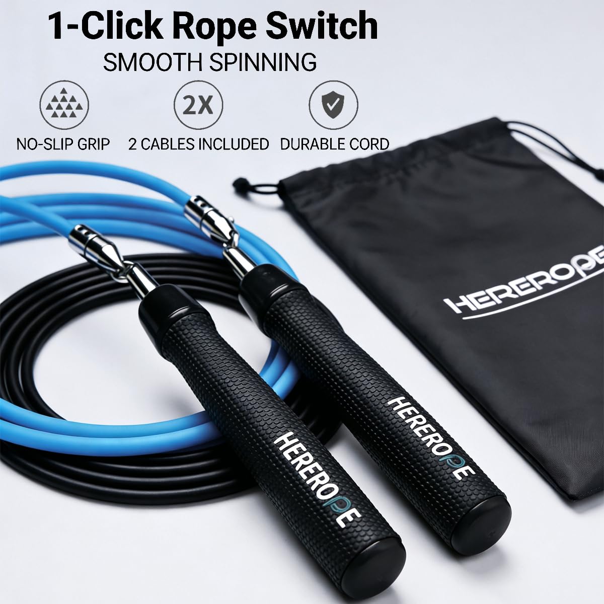 Interchangeable Jump Rope for Men and Women Fitness - Customizable Mix & Match Skipping Ropes Set, Adjustable, Durable & Versatile | Ideal for Beginners to Pros, Training & Daily Workouts (Black, 1/6lb, 1/4lb)