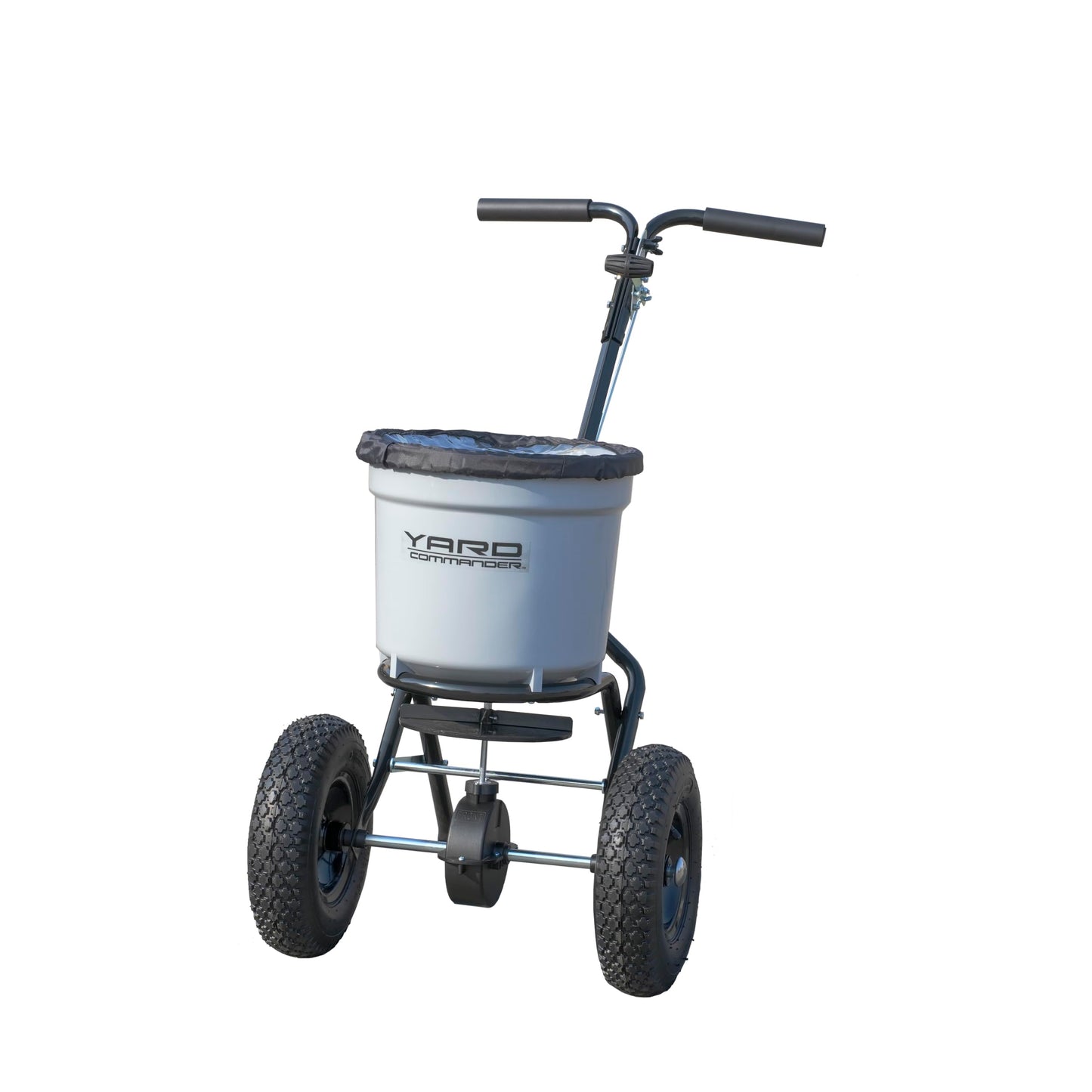Yard Commander - Commercial 50 LB Walk-Behind Push Broadcast Spreader - 10-12 Foot Spread - Fertilizer, Ice Melt & Grass Seed - Clog Free Design - Fully Enclosed Gear Box - Adjustable Drop Rate