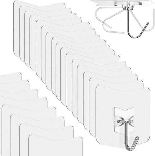 **Skiennix Heavy Duty Adhesive Hooks - 15 lbs Capacity, No Drill Plastic Hangers for Bathroom & Kitchen**
