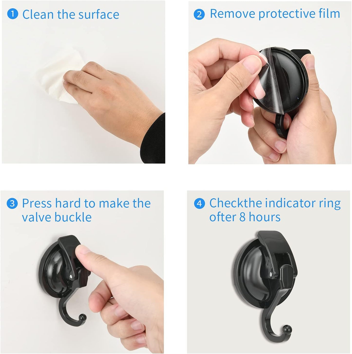 Skiennix Heavy Duty Vacuum Wreath Cup Hook - Super Suction, No Hole Required | Black-Plated, 2 Pack