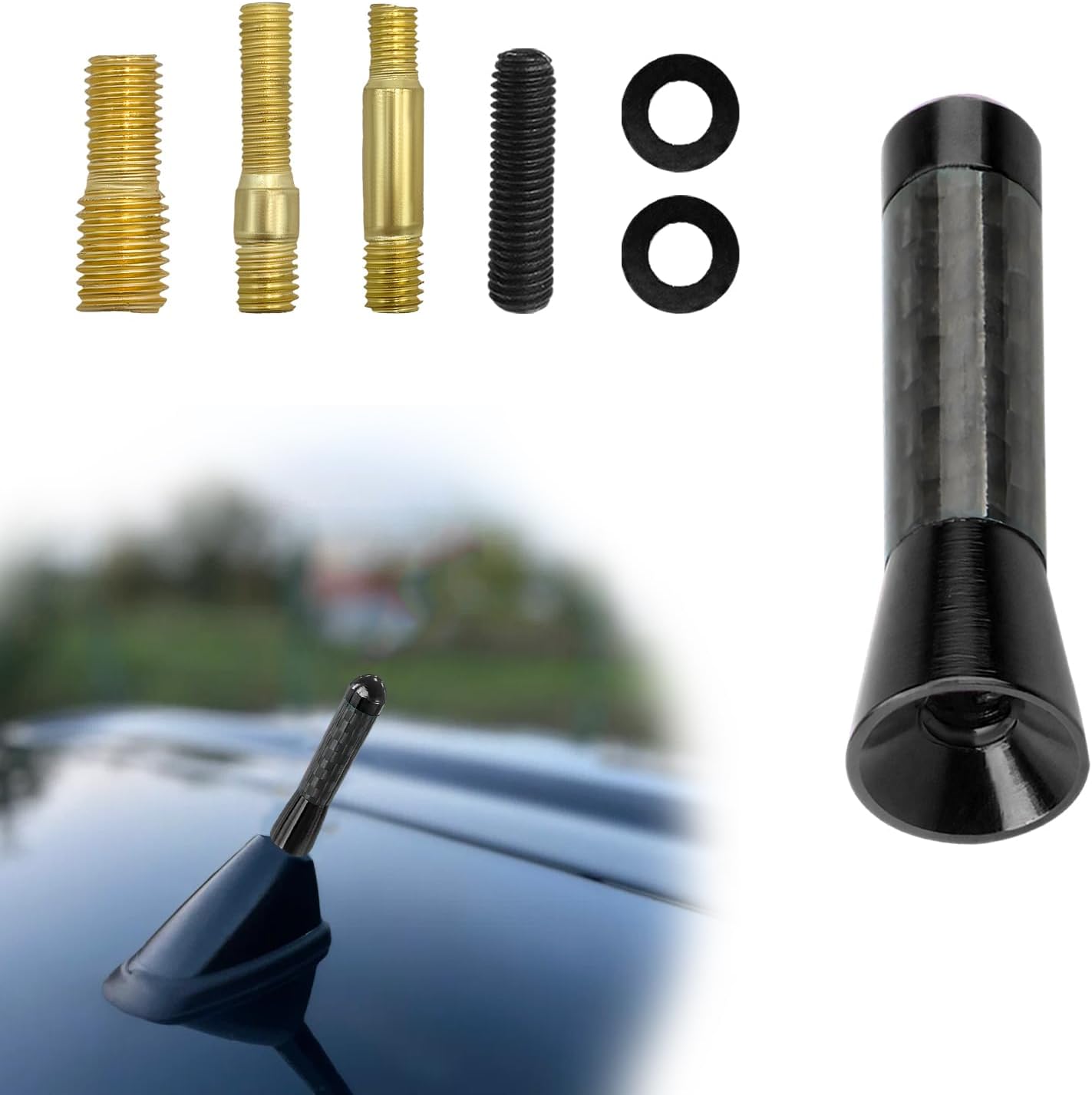 Gdnecad 1.37 Inch 3.5 CM) Car Short Antenna, Mini Aluminum Alloy Car Aerial Antennas for AM/FM Radio Reception, Stubby