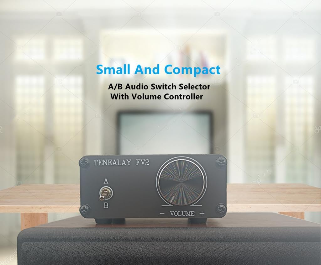 TENEALAY FV2 HiFi RCA Passive Preamp Stereo Audio Preamplifier with Volume Control, A/B Audio Switch selector