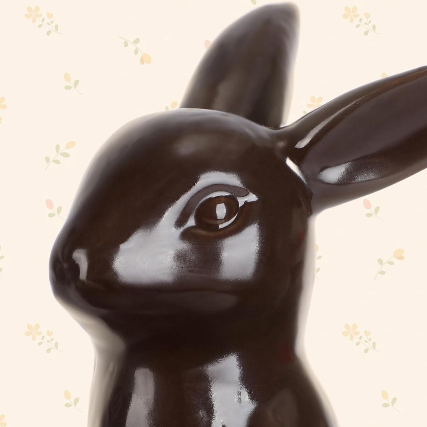 Rabbit Decor Ceramic Chocolate Bunny Figurines - Set of 3 Cute Home Table Centerpieces for Living Room & Office