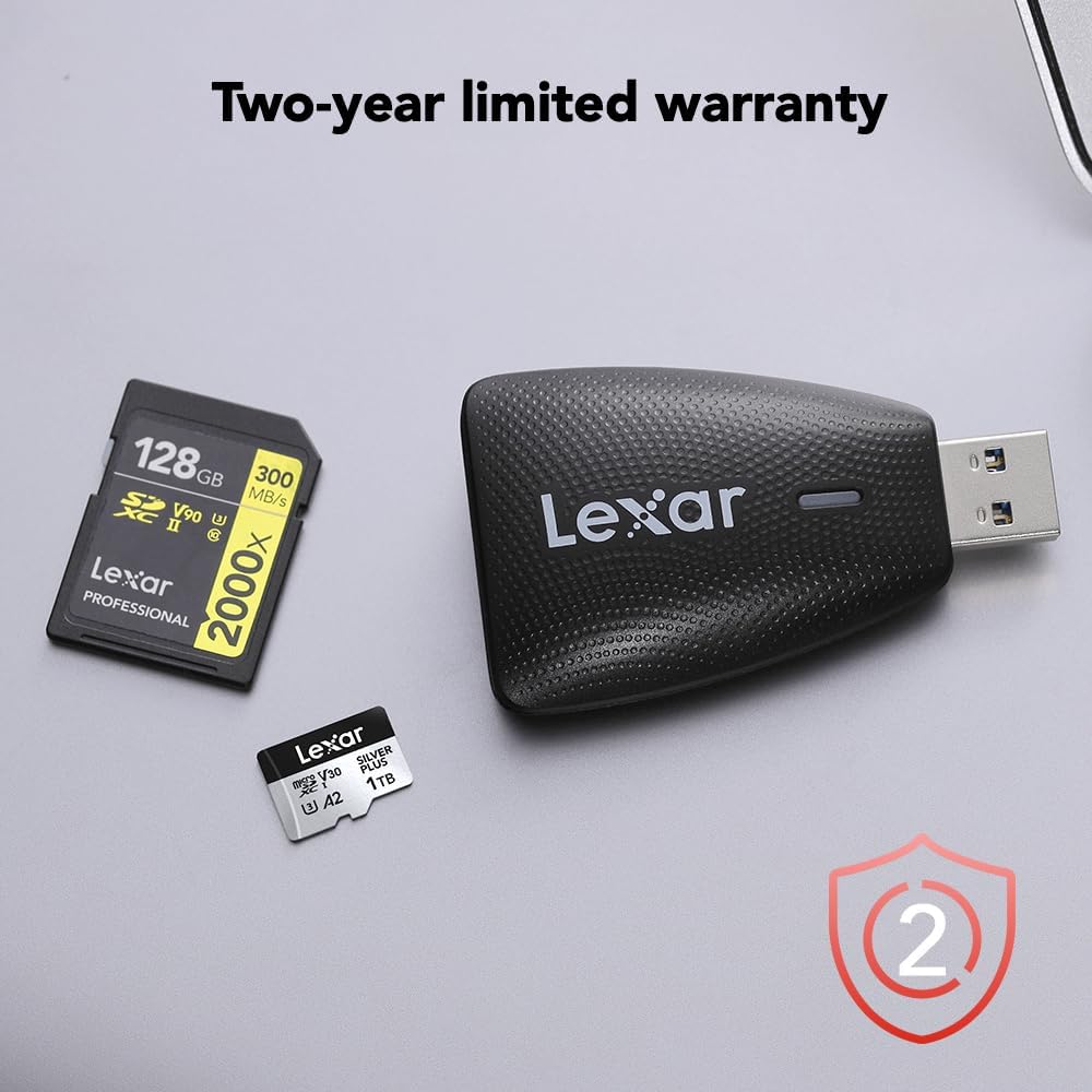 Lexar 2-in-1 3.1 (LRW450UBNA) Multi-Card USB Reader, Works with SD and microSD Cards