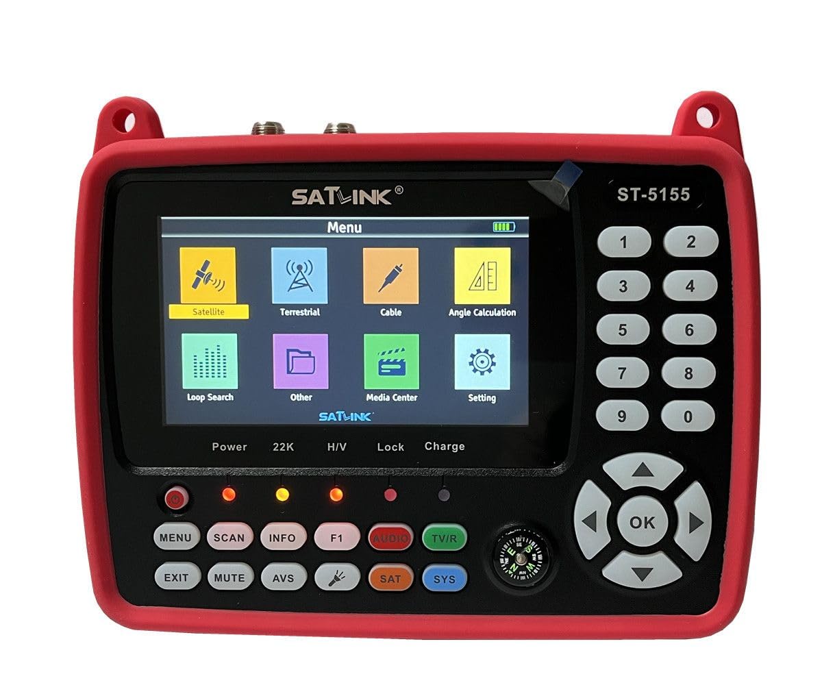 ST-5155 Satellite & Terrestrial Cable Signal Meter DVB-S/S2/T/T2/C Combo Meter Support HD 1080P MPEG-2/4 H.264/H.265 (10 Bit), QPSK, 8PSK, 16APSK, 32APSK