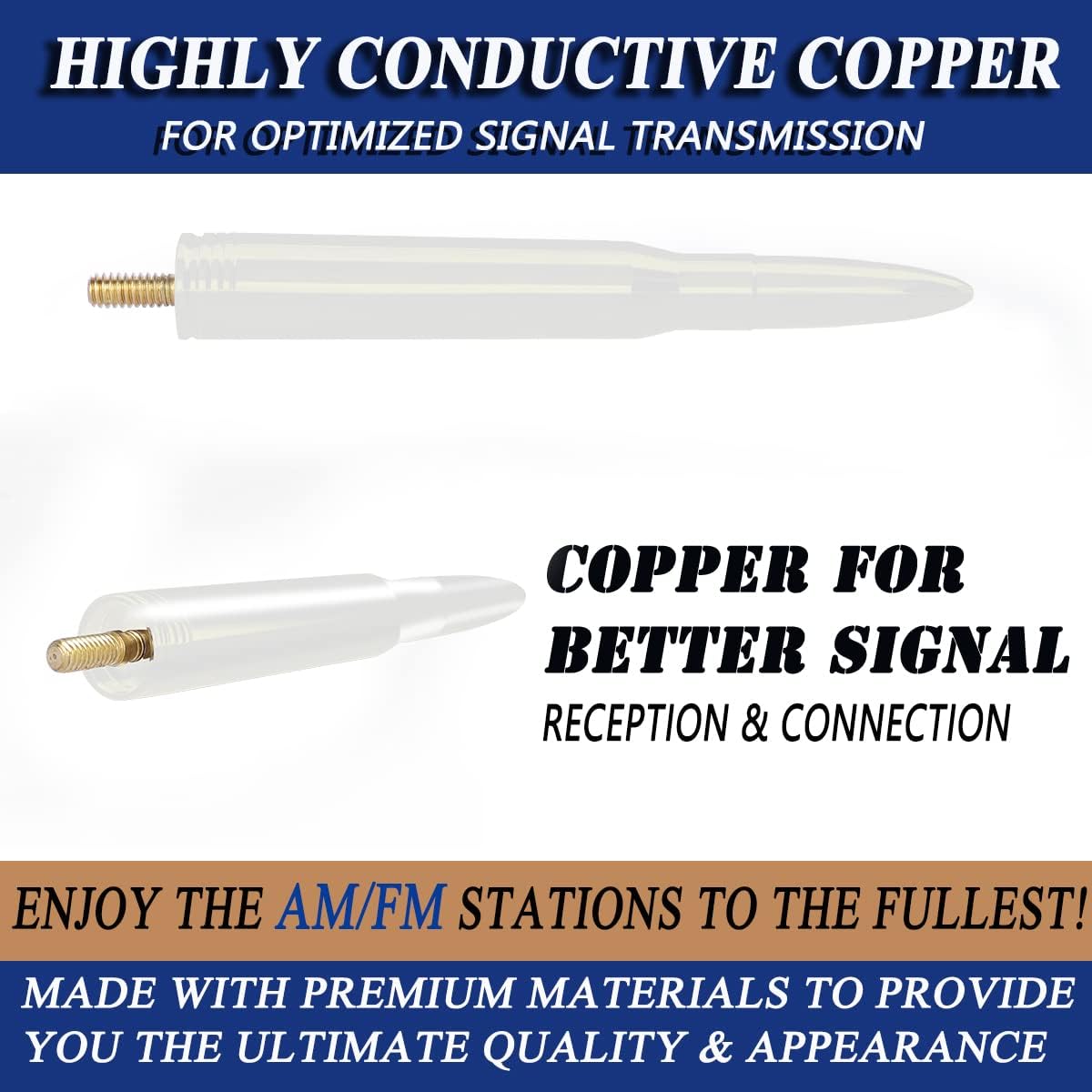 Ligepu F150 F250 F350 1990 2024 Antenna Compatible with Dodge RAM & Ford Super Duty - Internal Conductive Coil |