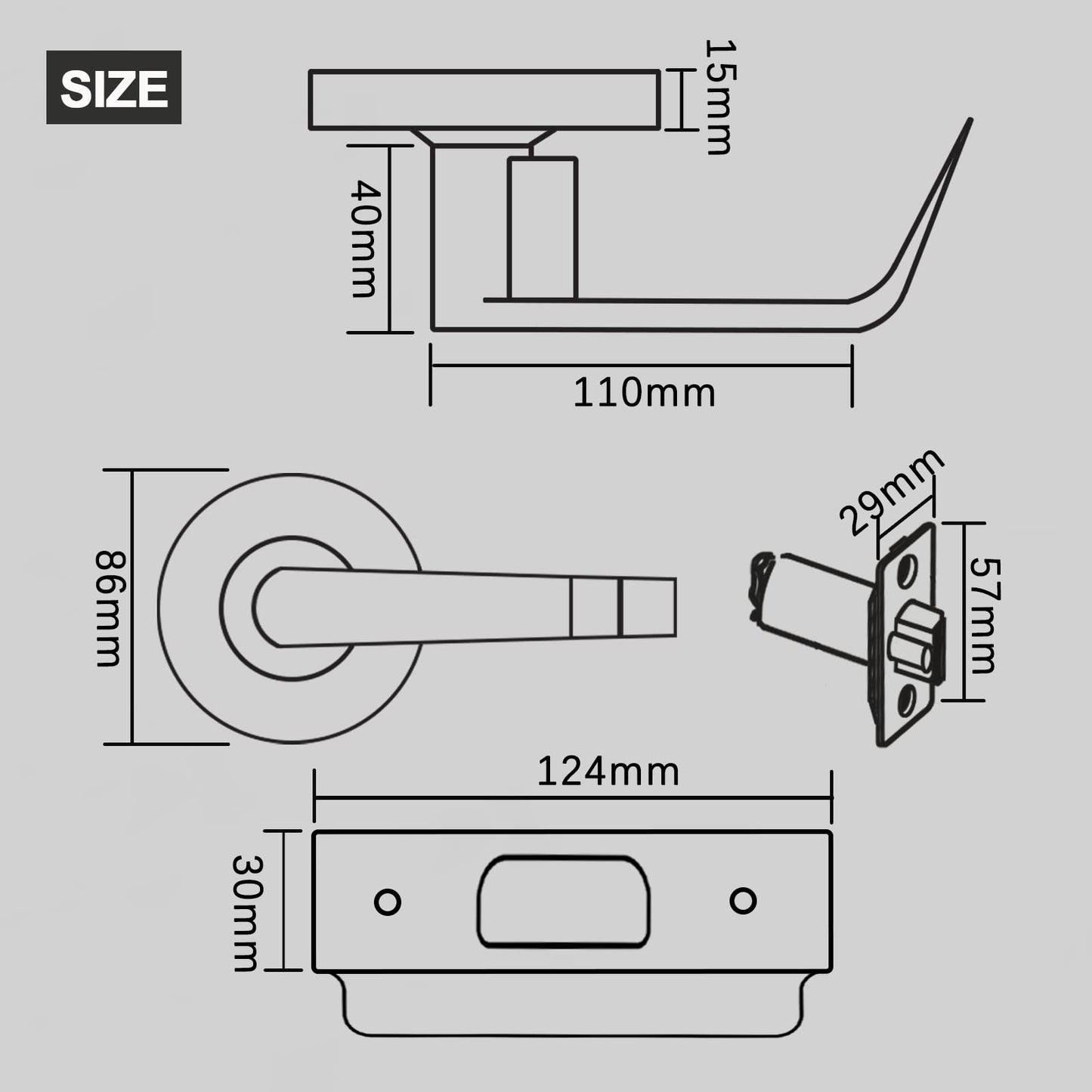 HISAFE 2 Packs of Passage Commercial Door Locks Heavy Duty Grade 2 Lever, Non-Handed, UL 3 Hour Fire Rated, ADA Compliant, Satin Chrome Finish 26D, 2-3/4''Backset