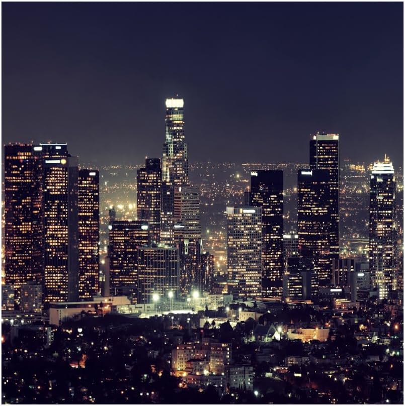 Laeacco 8x8FT City Backdrop Modern City Night View Photography Backdrops Urban Cityscape Lights Skyline Kids Baby
