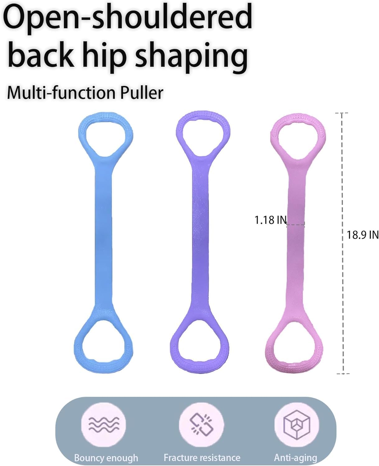 Cur8trends Figure 8 Resistance Band, Silicone, 20 lb Tension, for Arm Workout, Stretching, Yoga, for Women and Men (Purple + Gray)
