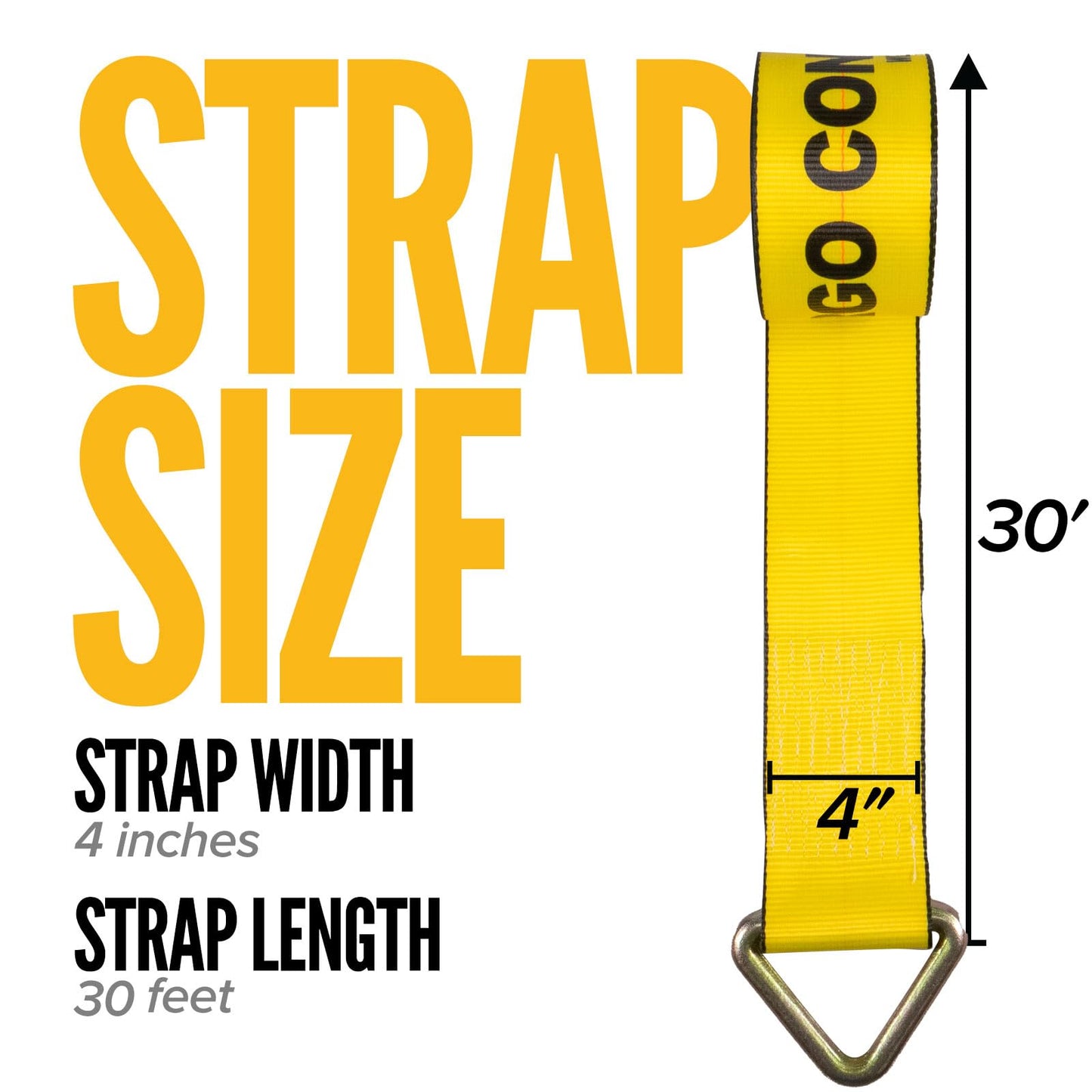 US Cargo Control 4" x 30' Winch Straps with D-Rings (10-Pack), 5,400 LBS Working Load Limit, Heavy Duty Flatbed Tie Downs, Yellow 4 Inch Straps for Flatbed Trailers, Trucks, and Cargo Securement