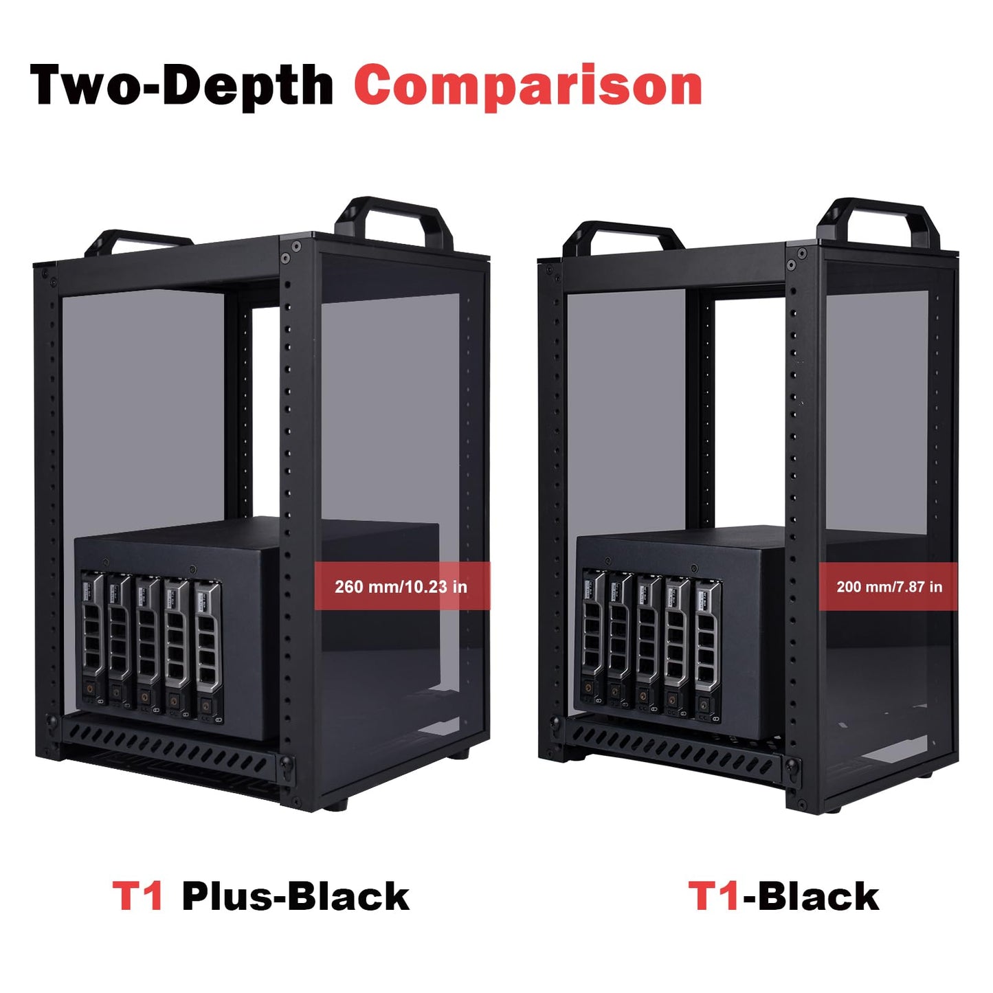 GeeekPi 8U Server Rack Cabinet, DeskPi RackMate T1 Plus,10 inch Network Rack for Servers, Network, A/V Equipment, 10.23inch/260mm Depth (Black)