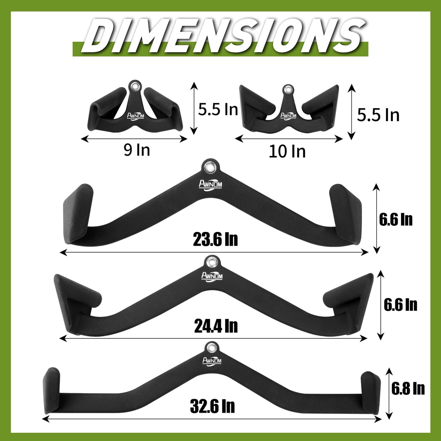AWNOM LAT Pulldown Attachments for Cable Machines, Cable Machine Attachments for Home Gym T Bar V Bar LAT Pulldown Machines Attachments, Back Tricep Bar Strength Training Handle Grip
