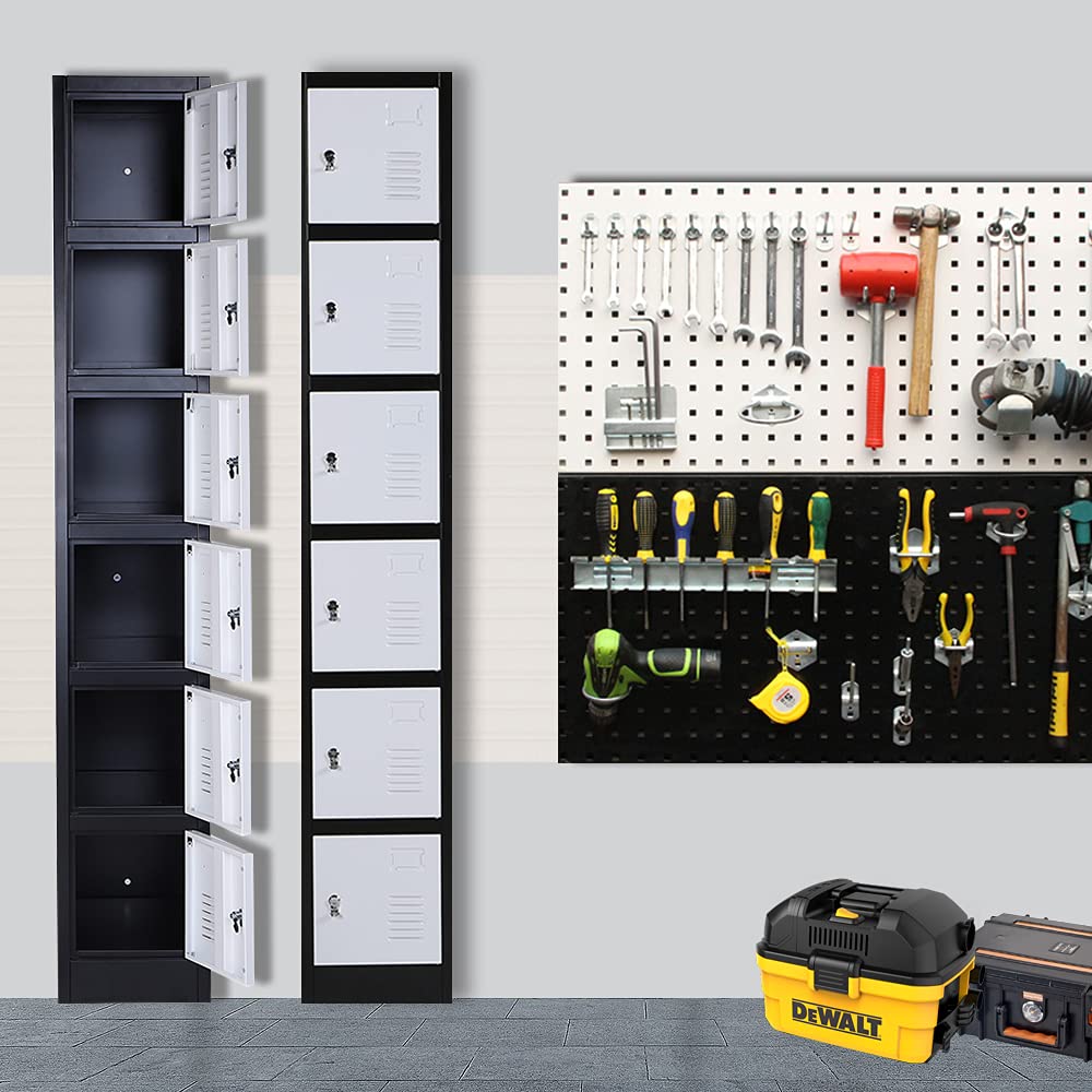 iCHENGGD Metal 6 Door Tall Employee Storage Locker With Combination Lock - Office Storage Cabinet for Home, Gym, School