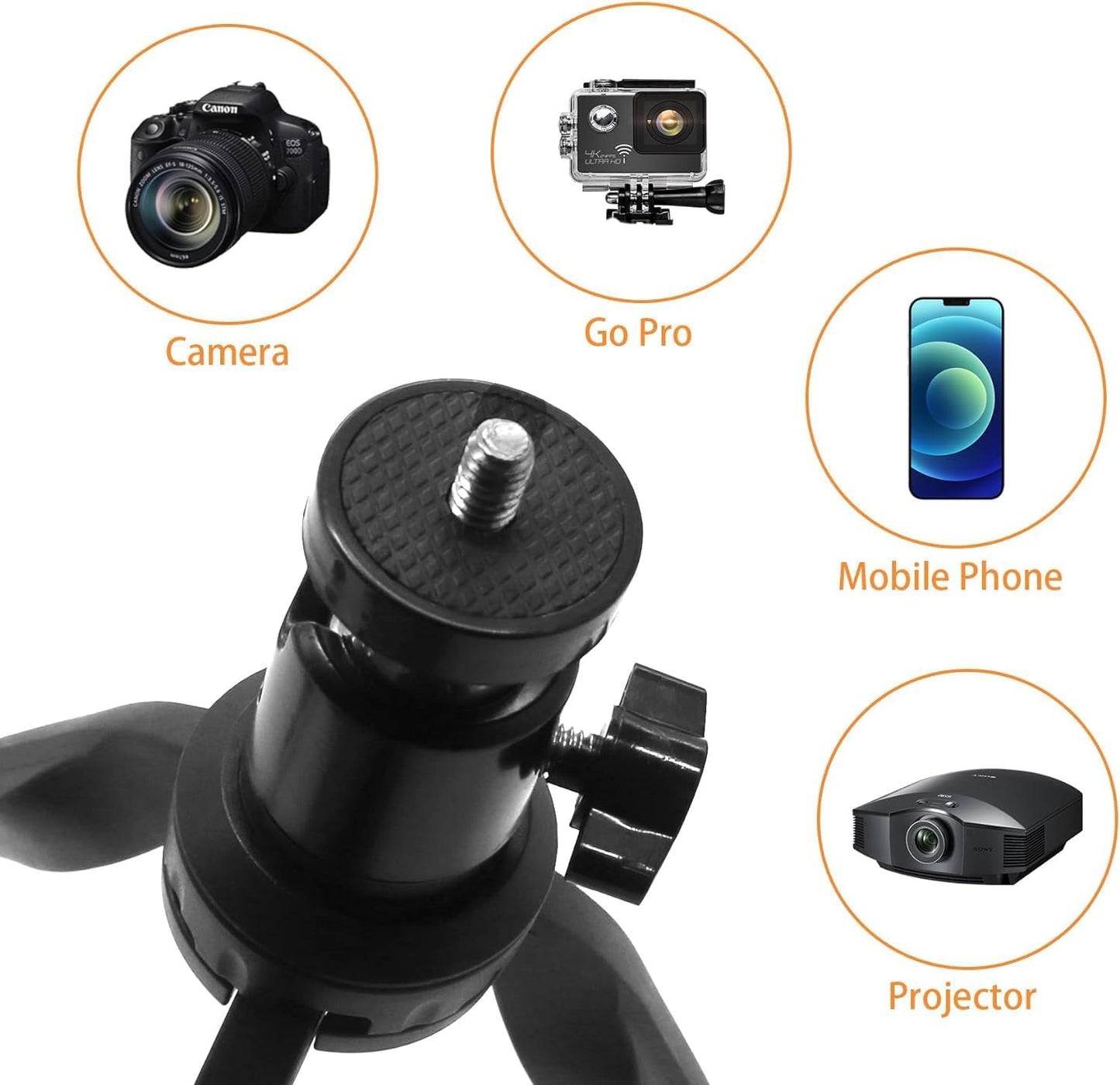 LINKCOOL 360 Mini Phone Tripod, Lightweight Tabletop Travel Stand with Metal Ball Head, Smartphone Mount & Remote