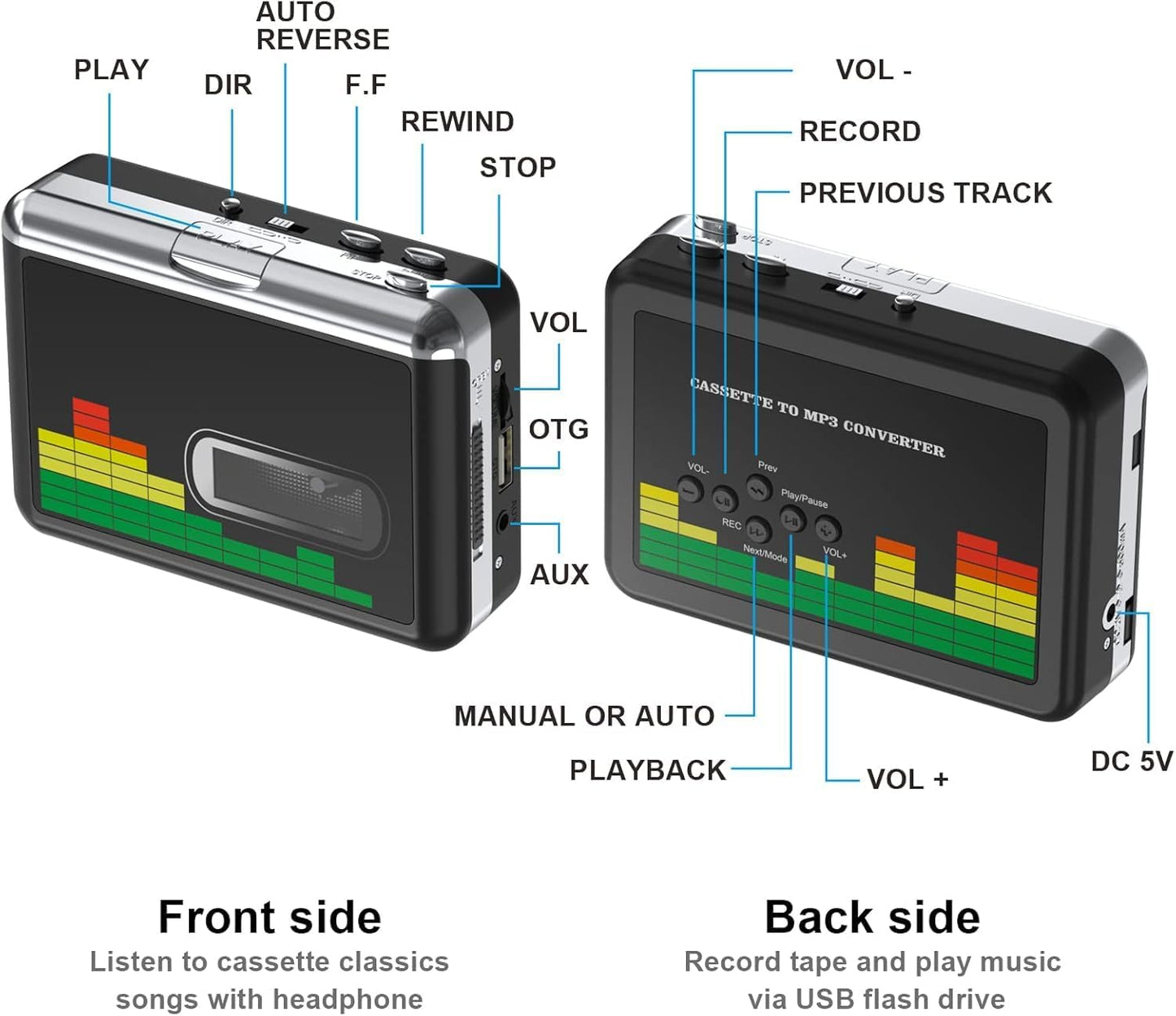 Cassette MP3 Cassette Mersoco USB Player Tape to Converter, Portable Tape Player to Digital Converter with Earphones