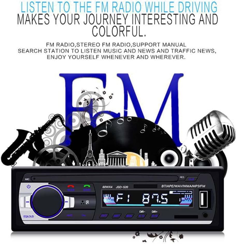 wepeculior MP3 Multimedia Car Stereo Single Din Bluetooth Audio Hands-Free Built-in Microphone Player No CD/DVD Player